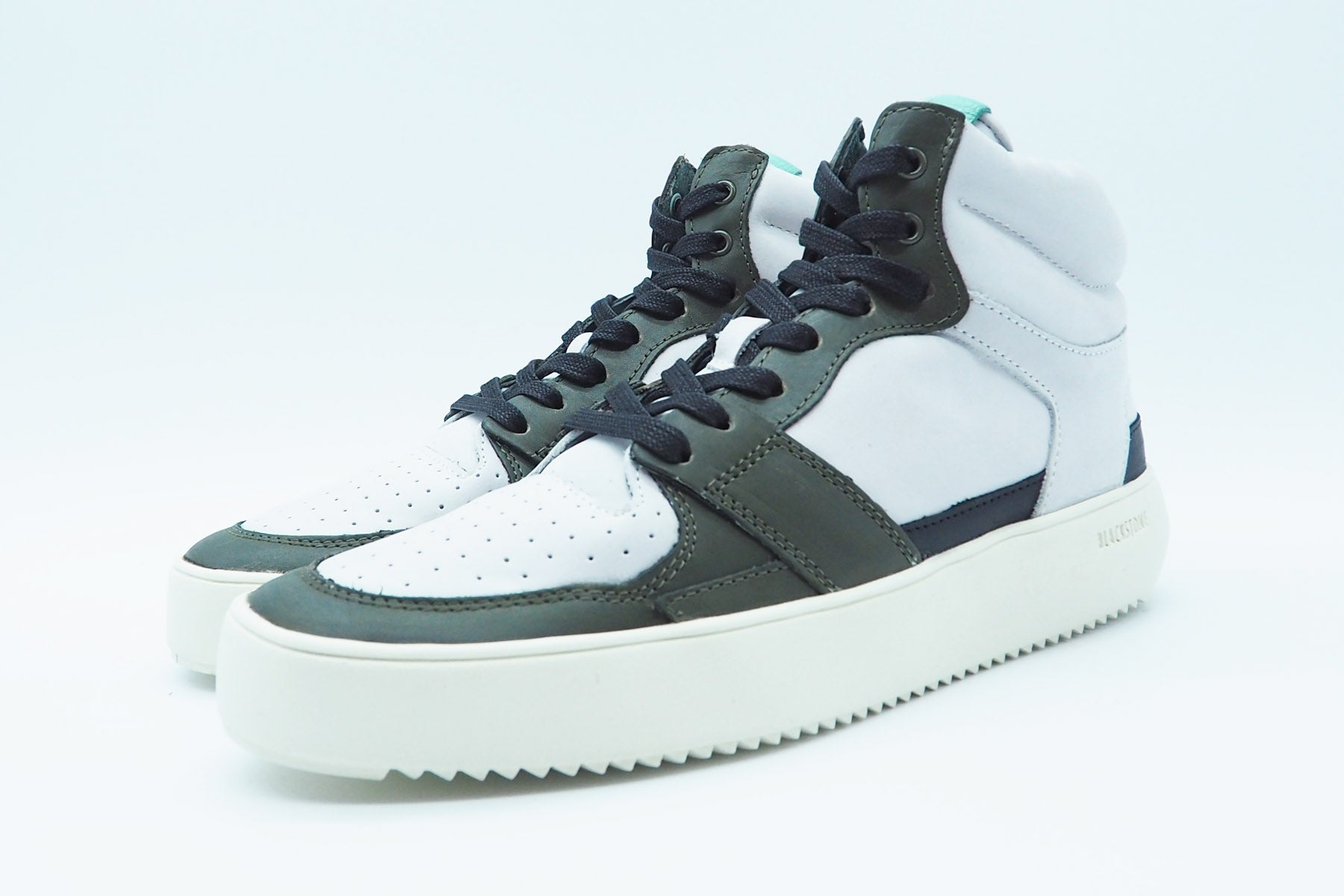 Herren Hightop-Sneaker aus Leder in Offwhite, Olive & Dunkelgrün Herren Sneaker Blackstone
