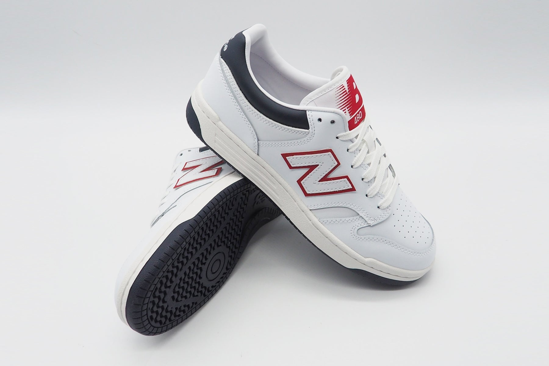 Herren Sneaker "Sport Style" BB480LWG aus Leder in Weiß, Rot & Dunkelblau Herren Sneaker New Balance