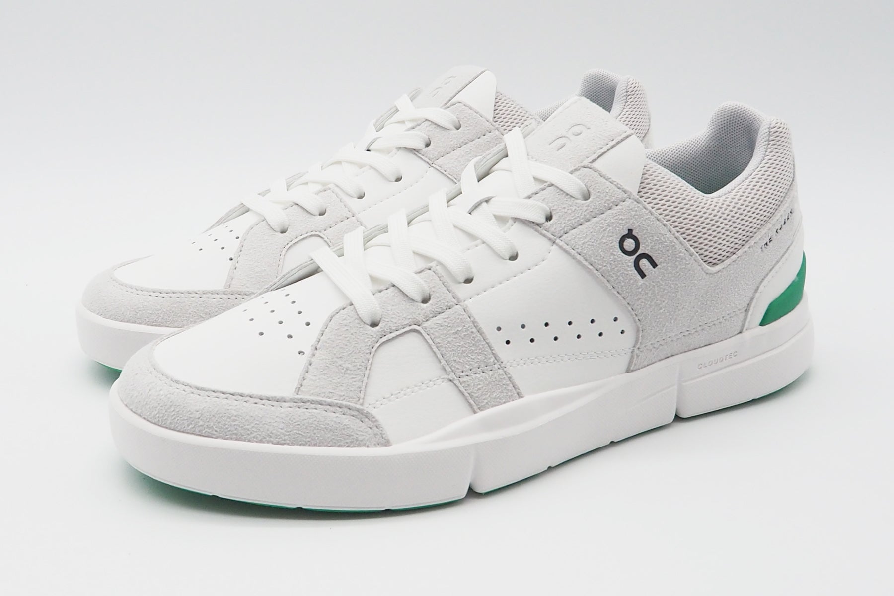 Herren Sneaker "The Roger Clubhouse" aus Leder & Veloursleder in Weiß, Grau & Grün Herren Sneaker On