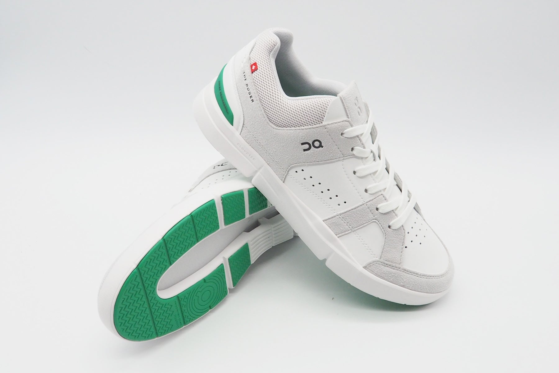 Herren Sneaker "The Roger Clubhouse" aus Leder & Veloursleder in Weiß, Grau & Grün Herren Sneaker On