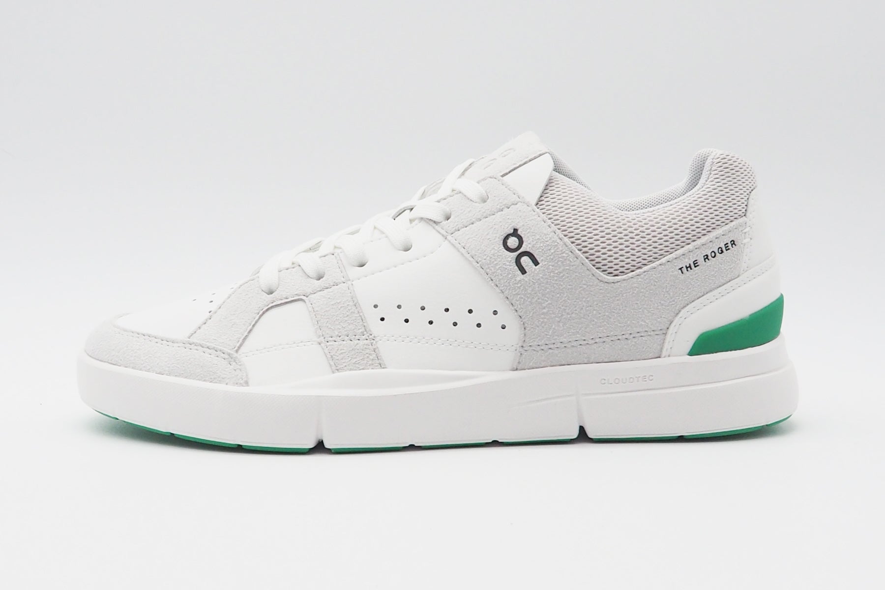 Herren Sneaker "The Roger Clubhouse" aus Leder & Veloursleder in Weiß, Grau & Grün Herren Sneaker On