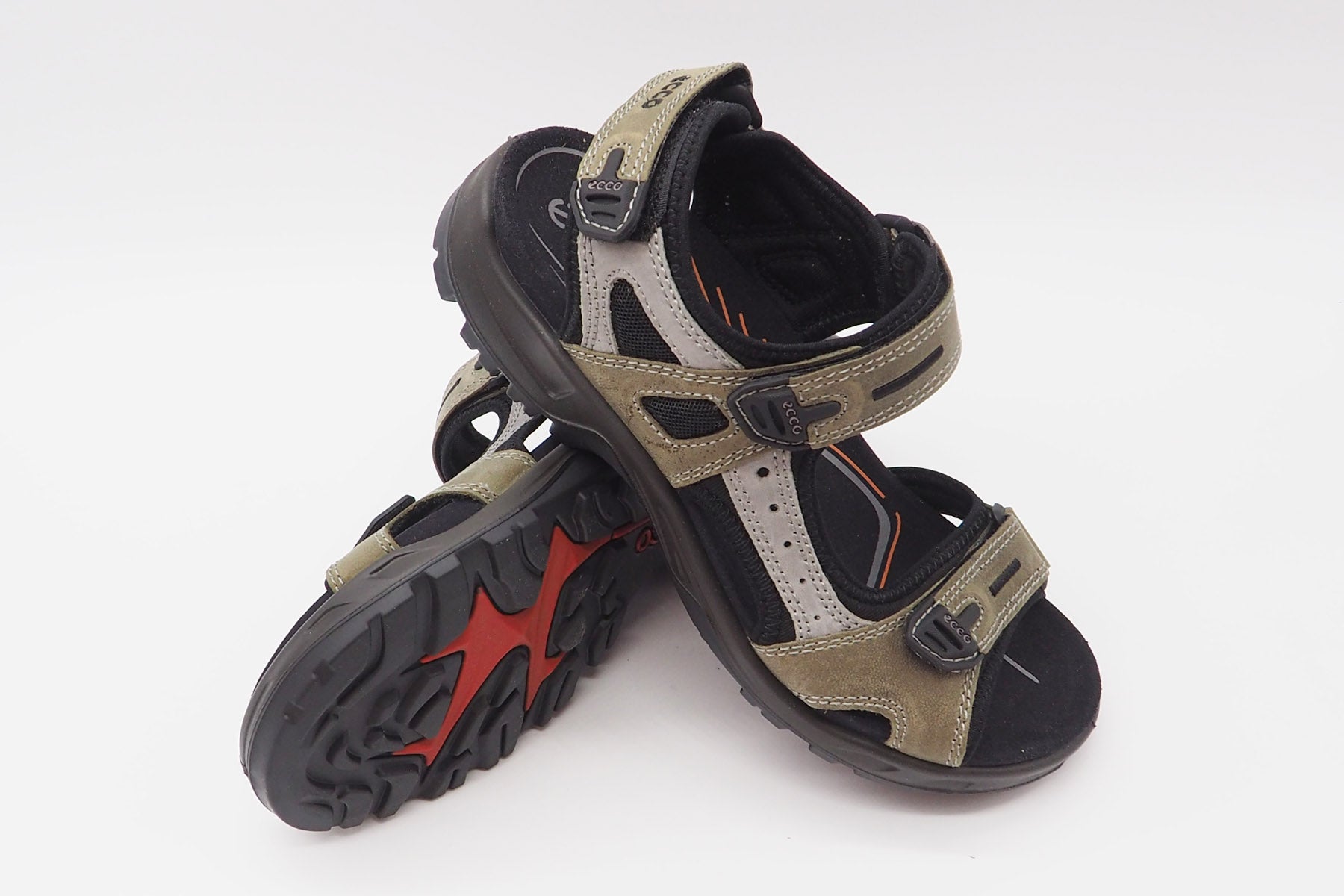 Herren Trekking-Sandale aus Nubukleder in Oliv & Schwarz Herren Sommer Schuhe Ecco