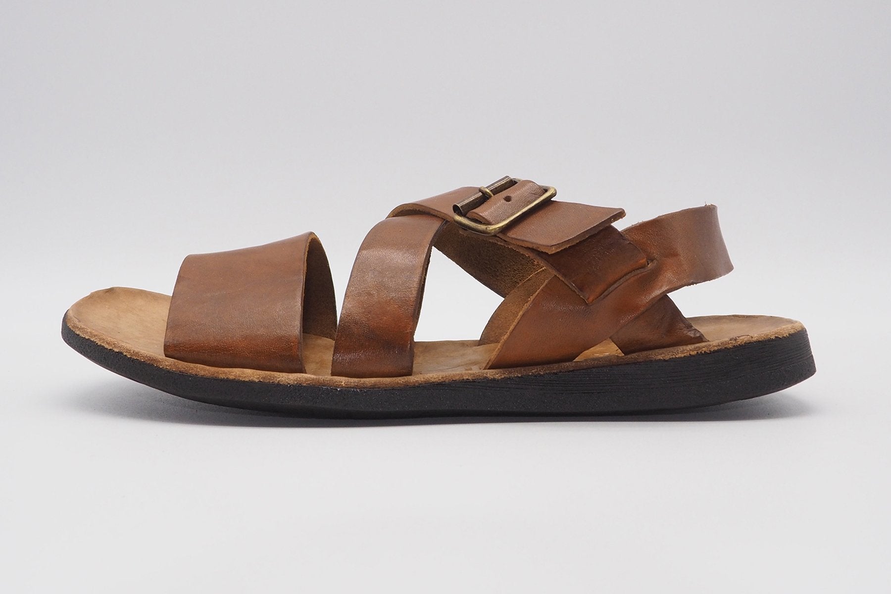 Herrensandale mit schlichter Querbandage in Hellbraun Herren Sommer Brador