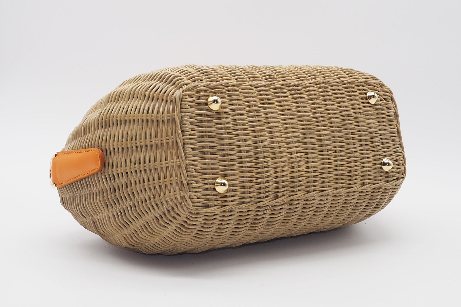 Korbtasche aus handgeflochtener Weide in Natur mit Überschlag aus Leder in Orange Taschen Crossbody & Schultertaschen Capaf