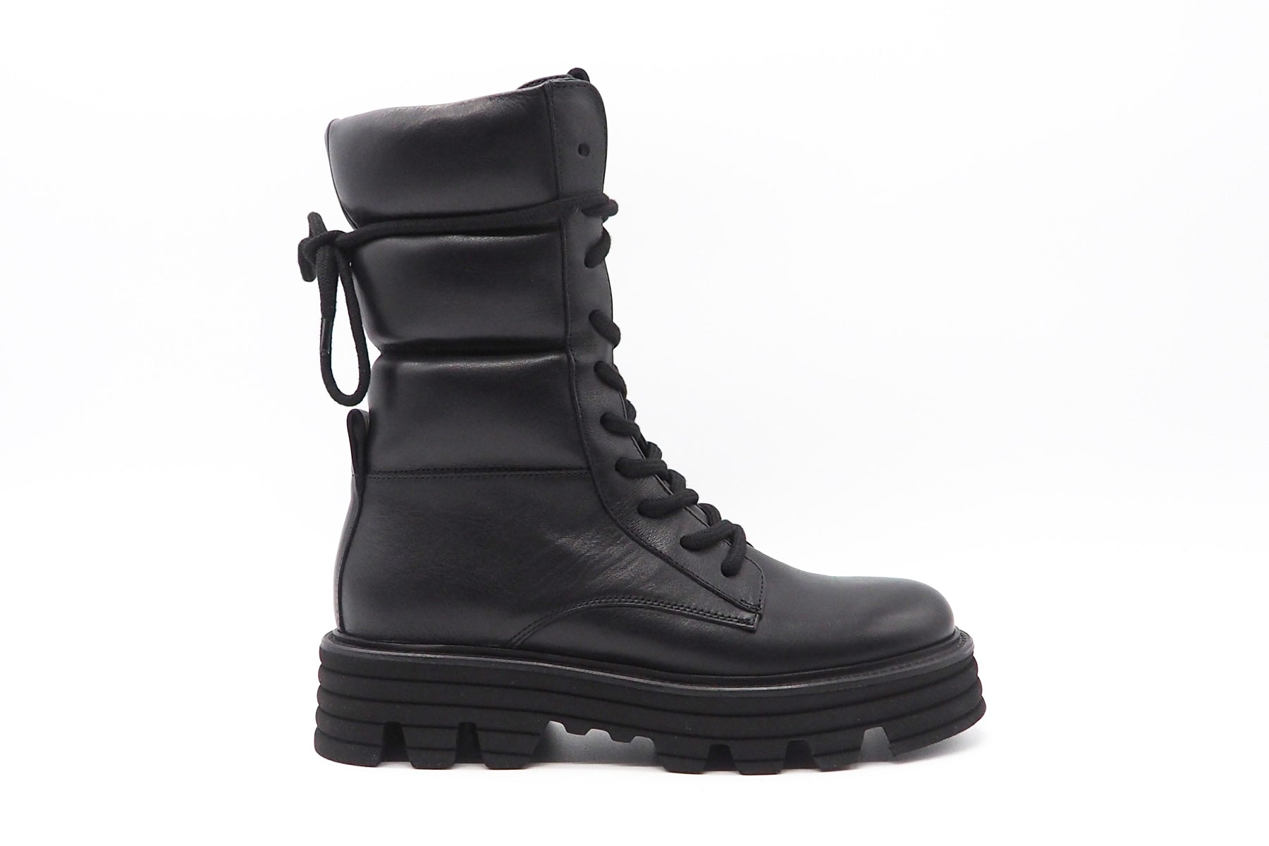 Lässiger Schnürboots aus Leder in Schwarz mit modernen Puffer-Details - Absatz 4cm Damen Schnürboots Kennel & Schmenger