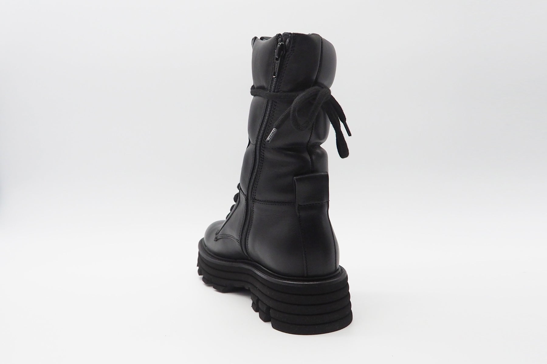 Lässiger Schnürboots aus Leder in Schwarz mit modernen Puffer-Details - Absatz 4cm Damen Schnürboots Kennel & Schmenger