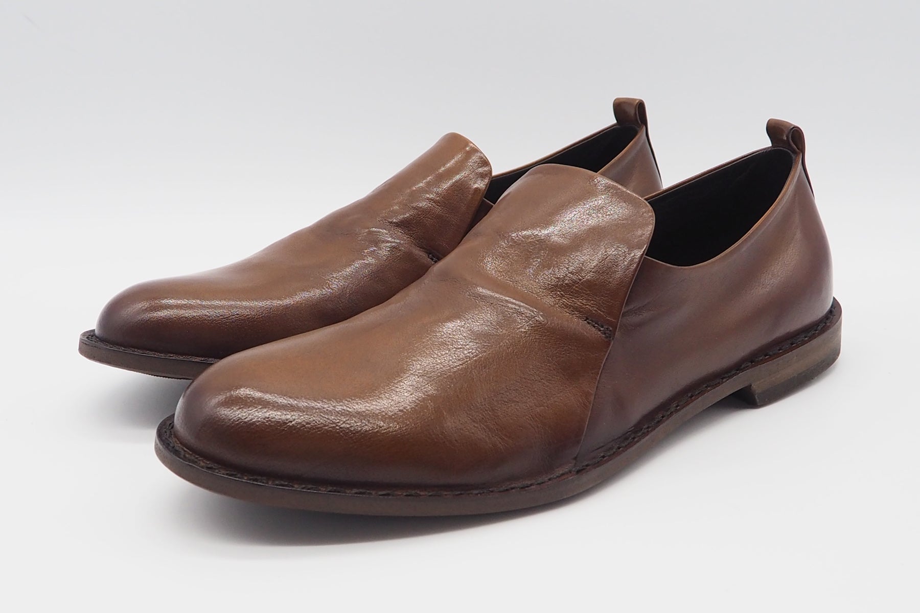 Legerer Herren Slipper aus Leder in Mittelbraun Herren Loafers & Slipper Pantanetti