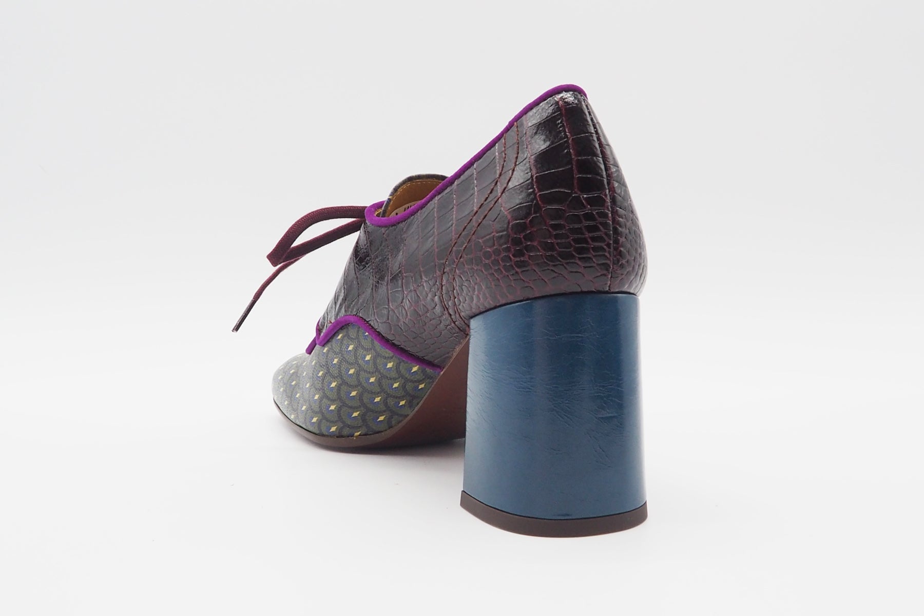 Moderner Damen Schnürschuh aus bedrucktem Leder in Multicolor - Absatz 7cm - Petora Damen Loafers & Schnürer Chie Mihara