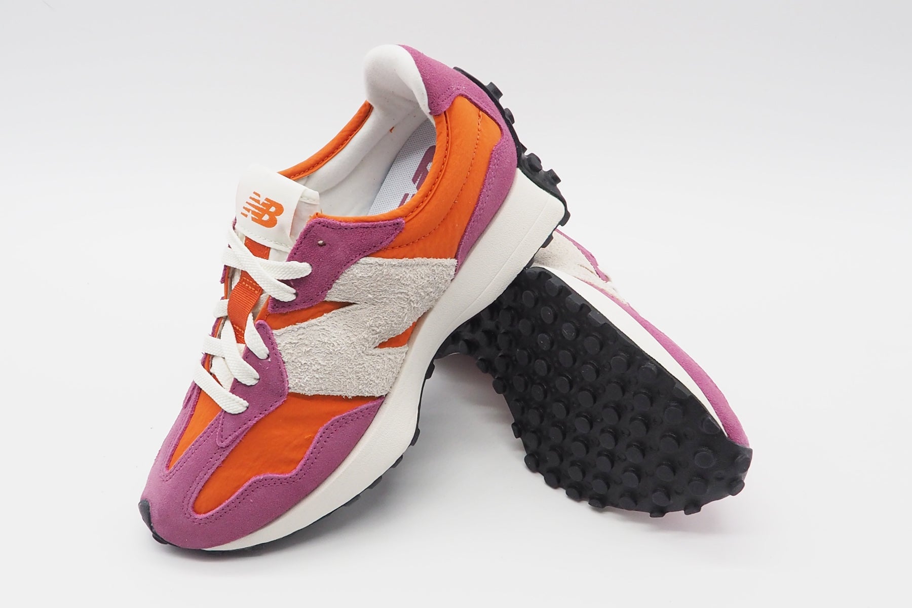 Moderner Damen Sneaker "WS327UP" aus Mesh & Veloursleder in Orange & Lila Damen Sneaker New Balance