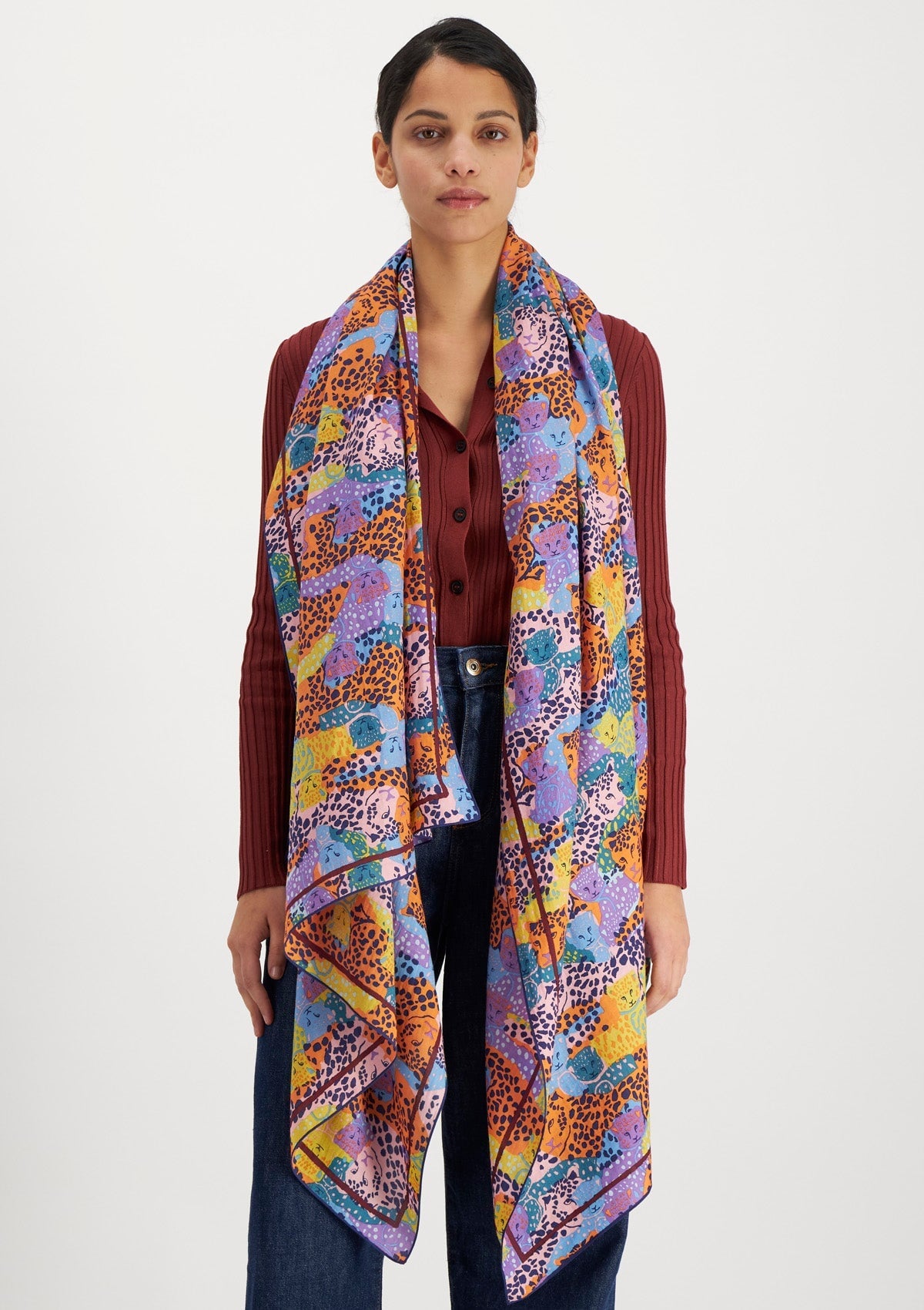 Schal aus Baumwolle & Seide in Multicolor - Tetris Accessoires Tücher & Schals Inoui E.