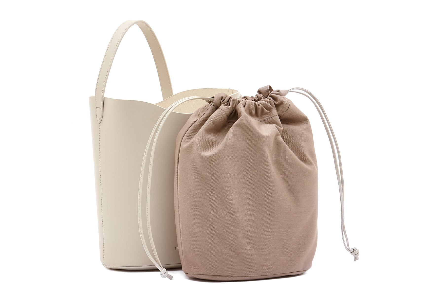Schultertasche aus Leder in Weiß - herausnehmbares Baumwoll-Canvas-Futter mit Kordelzug aus Leder Taschen Crossbody & Schultertaschen Il Bisonte