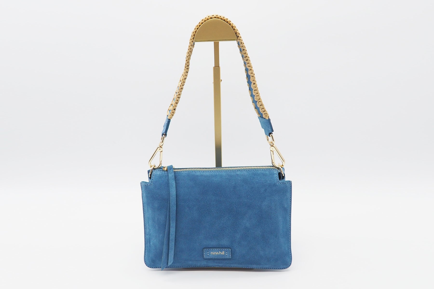 Schultertasche aus Veloursleder in Jeans Taschen Crossbody & Schultertaschen Nina Hill