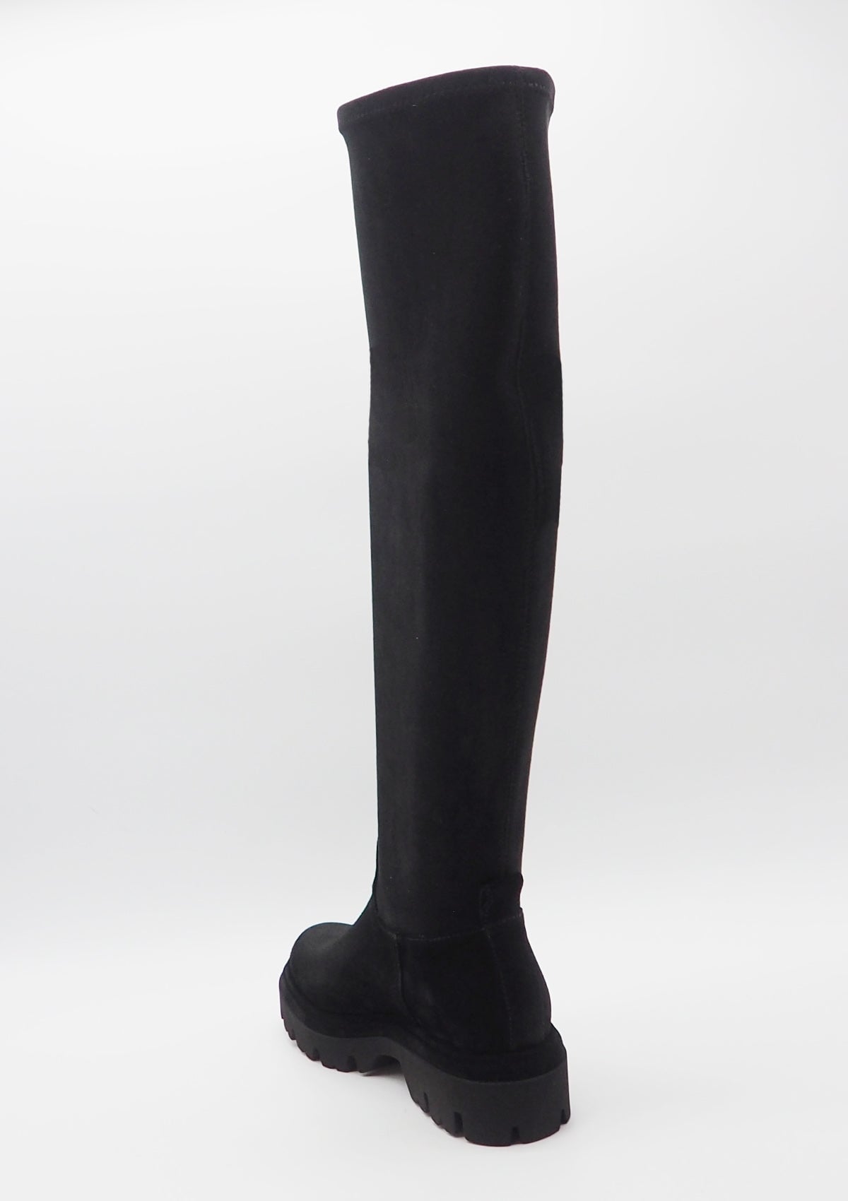 Sportive Damen Langschaft-Stiefel aus Veloursleder in Schwarz - Absatz 3cm Damen Stiefel Fruit