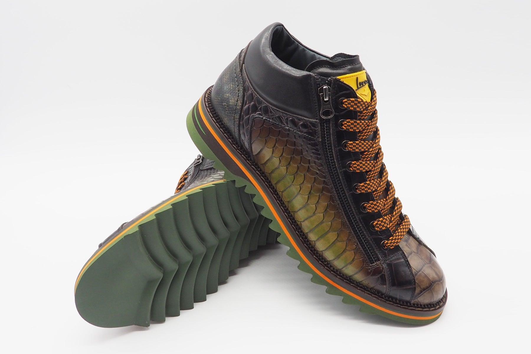Sportiver Herren Hightop-Sneaker aus bedrucktem Leder in Multicolor Herren Sneaker Lorenzi