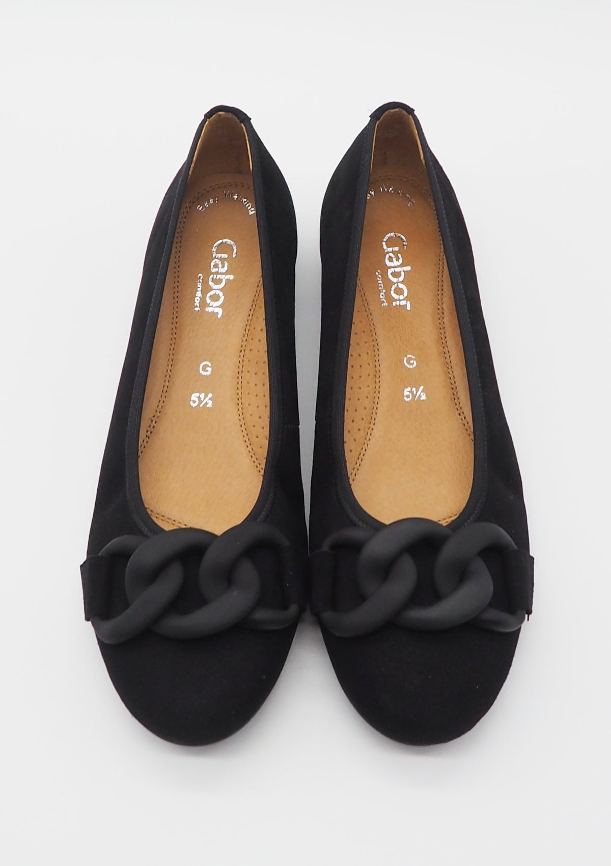 Sportliche Damen Ballerina aus Nubukleder in Schwarz - Absatz 2cm Damen Ballerinas Gabor