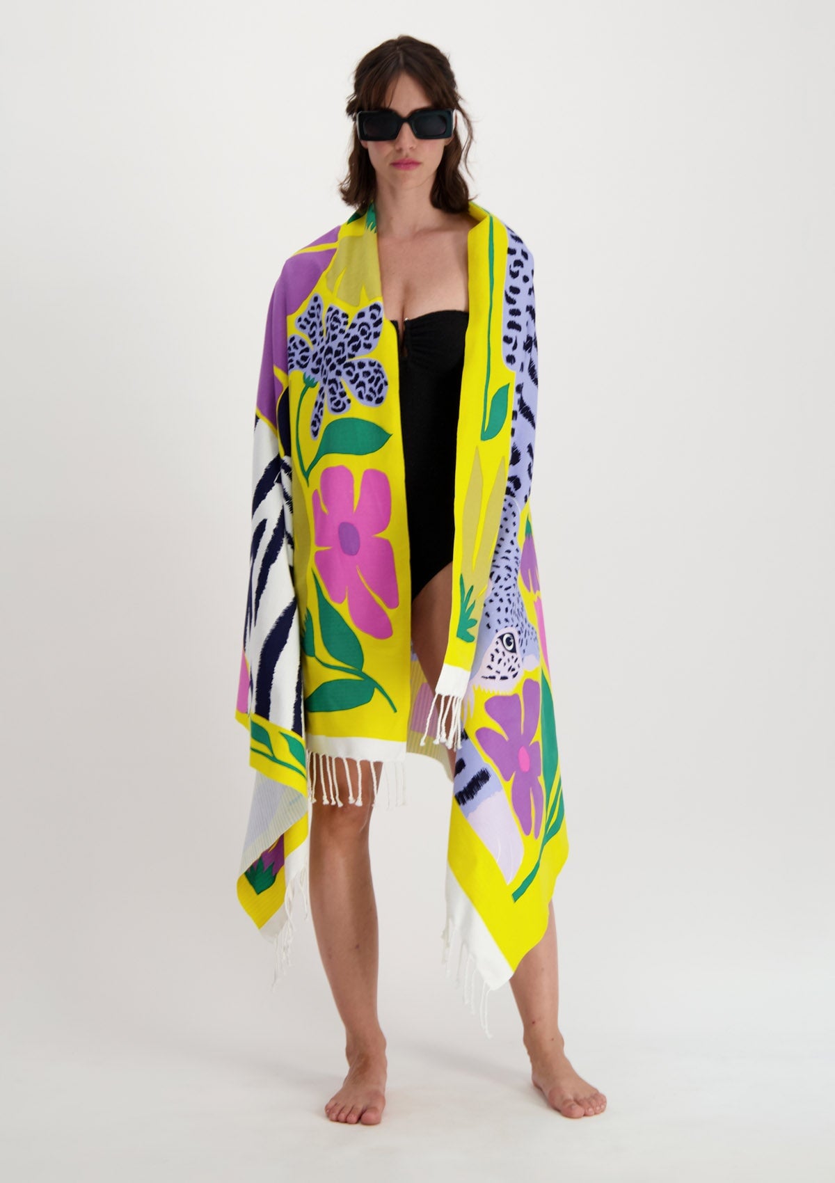 Strandtuch aus Baumwolle in Gelb - Folk Accessoires Tücher & Schals Inoui E.