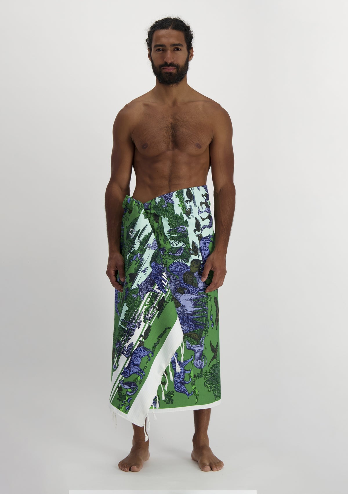 Strandtuch aus Baumwolle in Grün - Reverie Accessoires Tücher & Schals Inoui E.