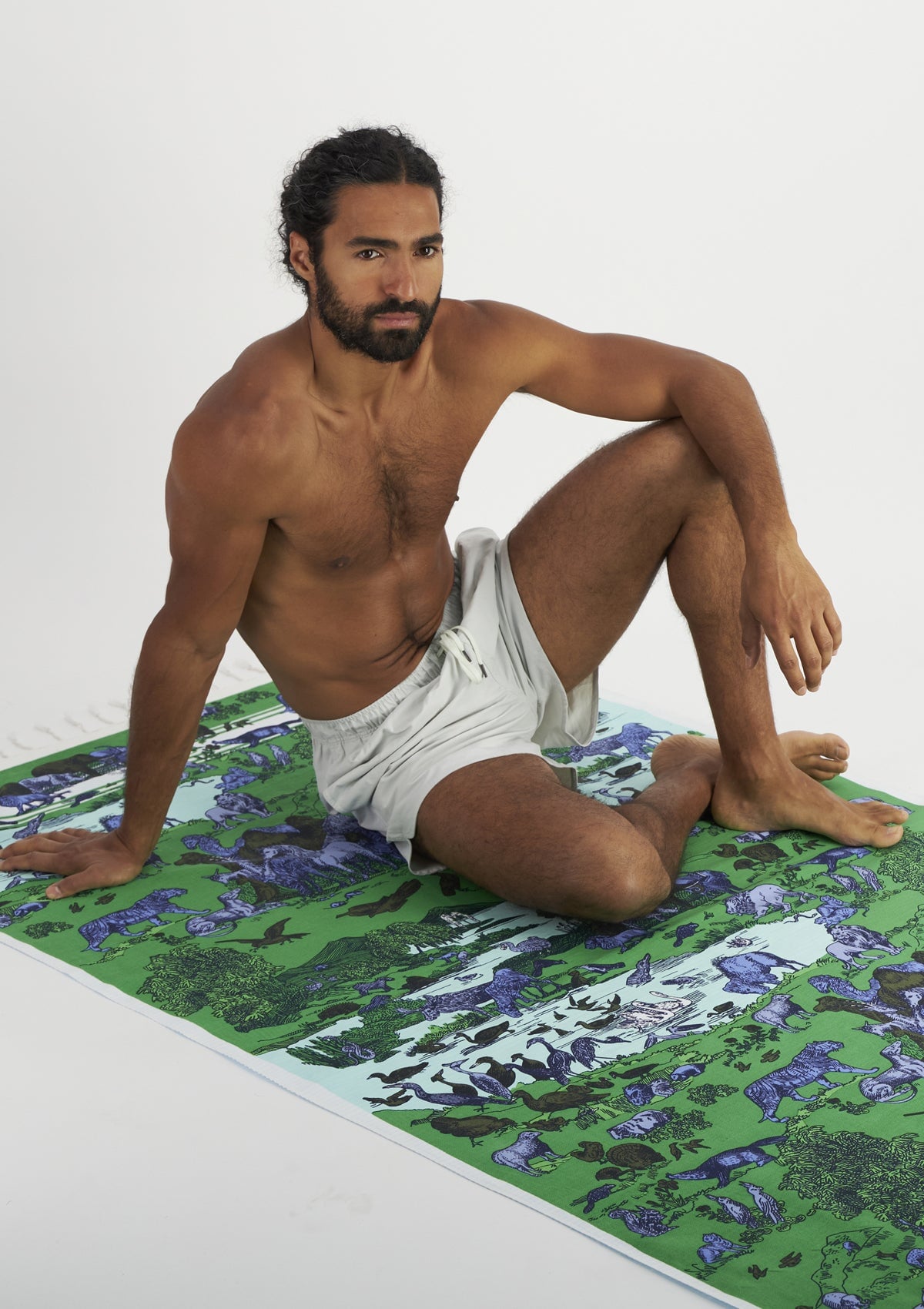 Strandtuch aus Baumwolle in Grün - Reverie Accessoires Tücher & Schals Inoui E.