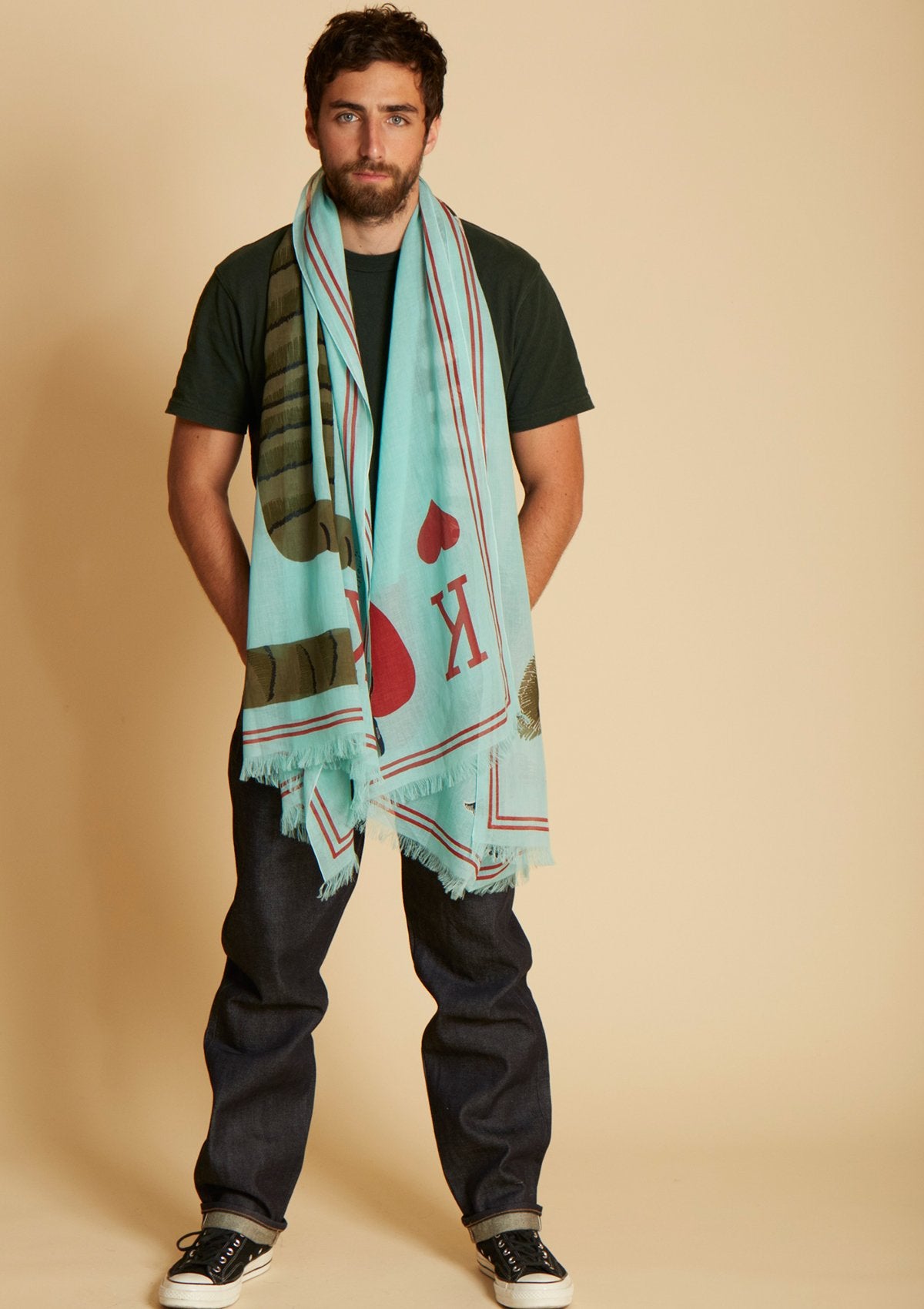 Tuch aus Baumwolle mit Tiger in König Torpuiose Accessoires Tücher & Schals Inoui E.