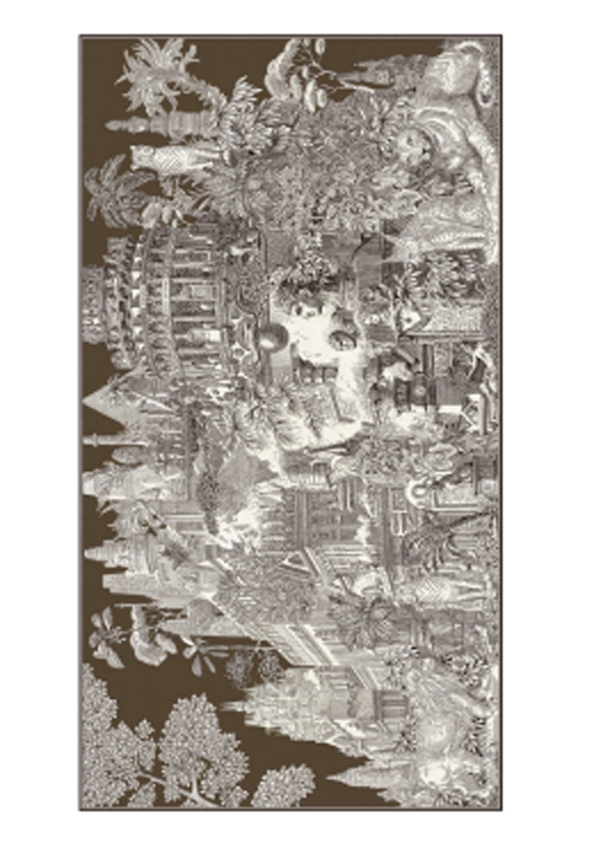 Schal aus Wolle & Seide mit historischem Rom-Motiv in Braun und Weiß - Piranesi