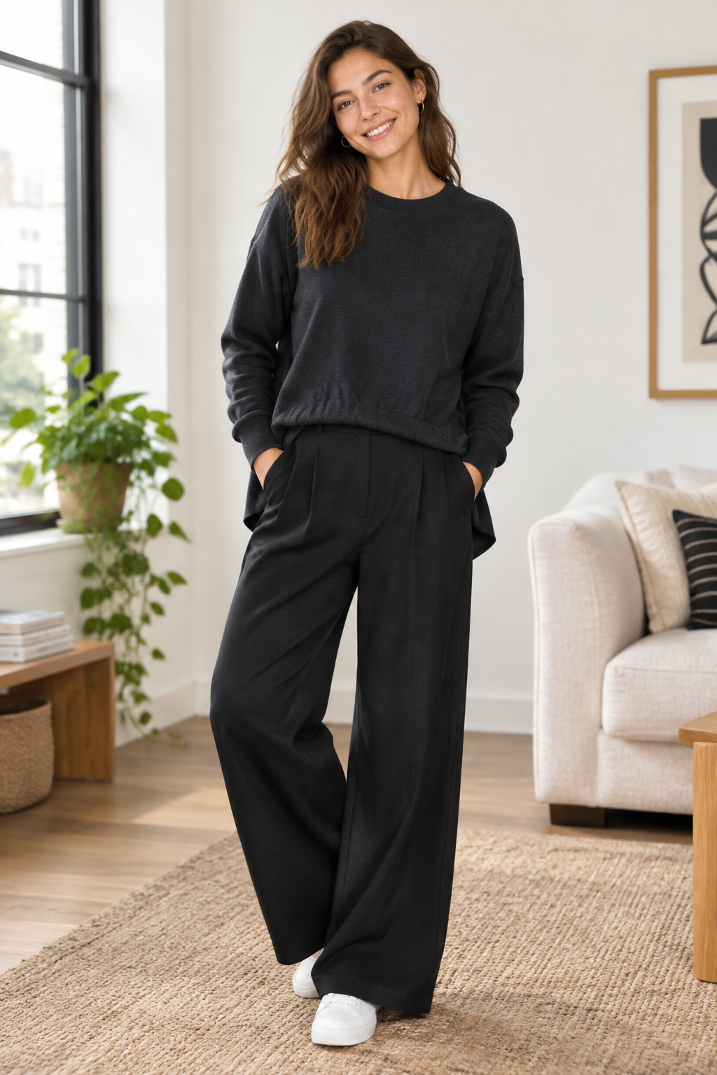 Modischer Damen Pullover aus Baumwollmix in Grau