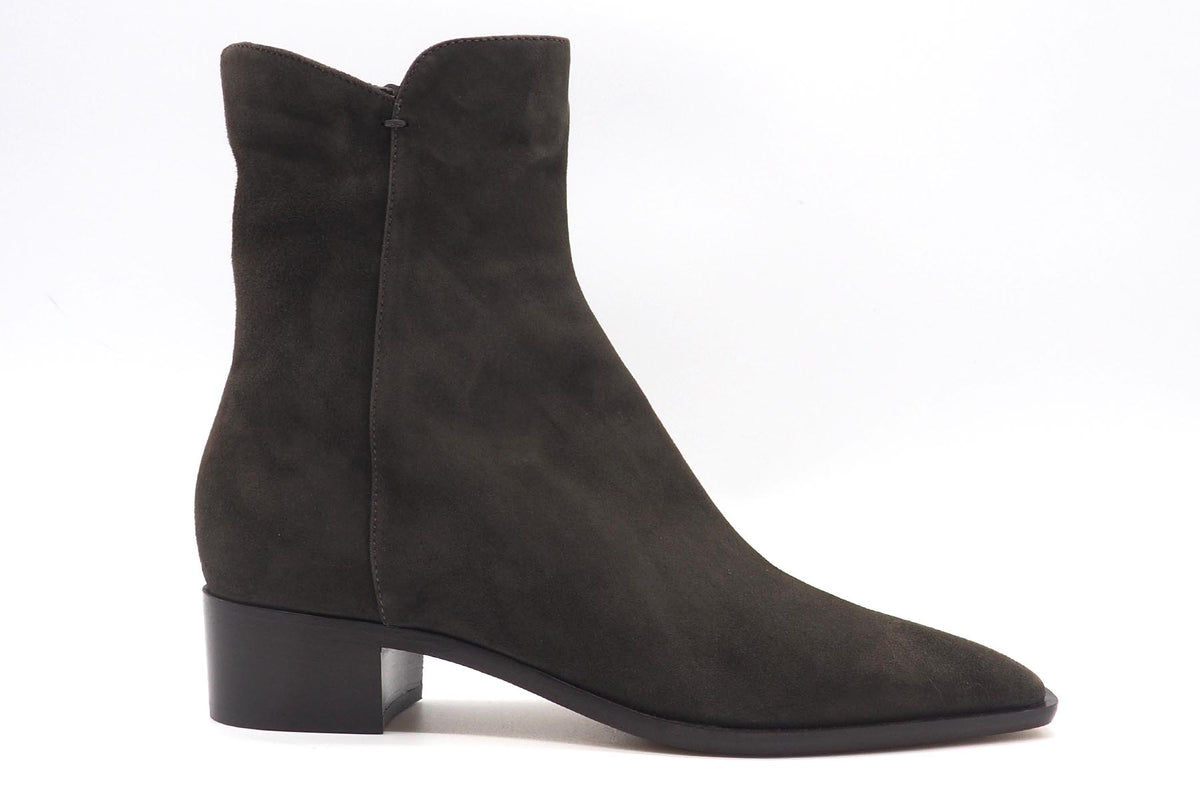 Damen Stiefelette aus softem Velours in Braun - feine Karreeform - 4 cm Absatz
