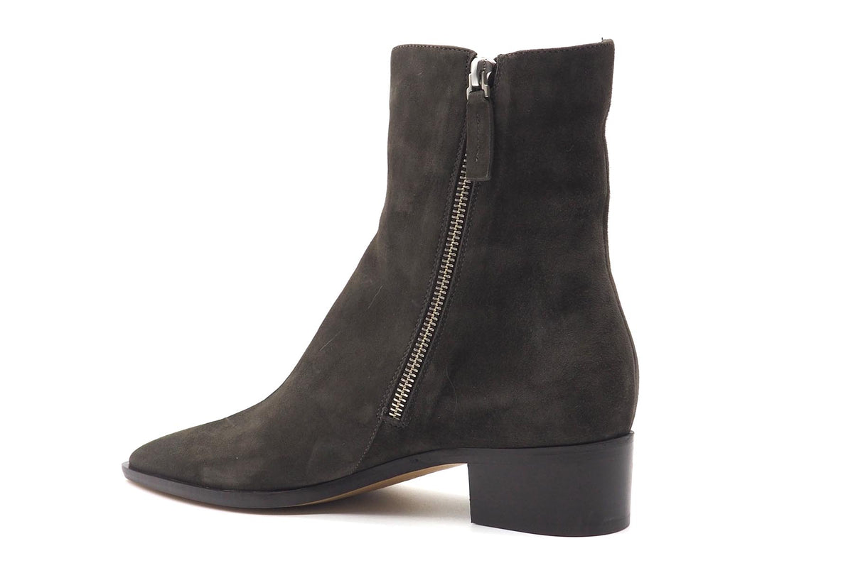 Damen Stiefelette aus softem Velours in Braun - feine Karreeform - 4 cm Absatz