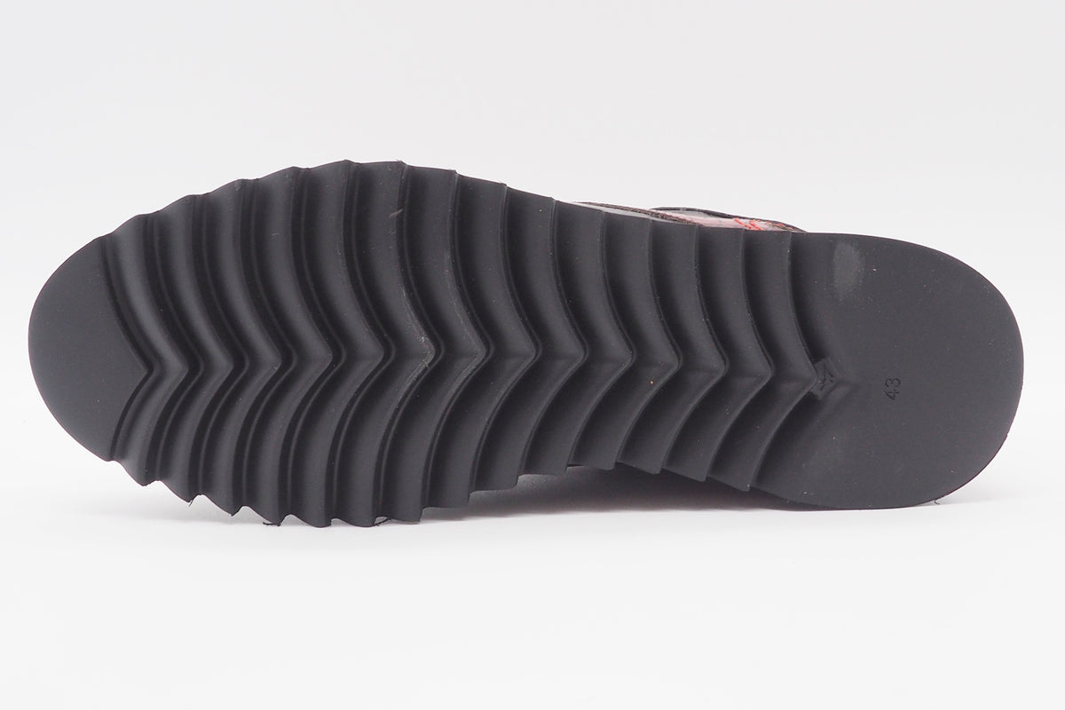 Extravaganter Herren Sneaker aus geprägtem Leder in Braun, Schwarz & Rot