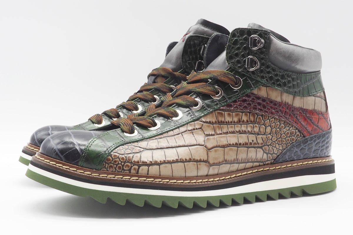Lässiger Herren Hightop-Sneaker aus geprägtem Leder in Multicolor