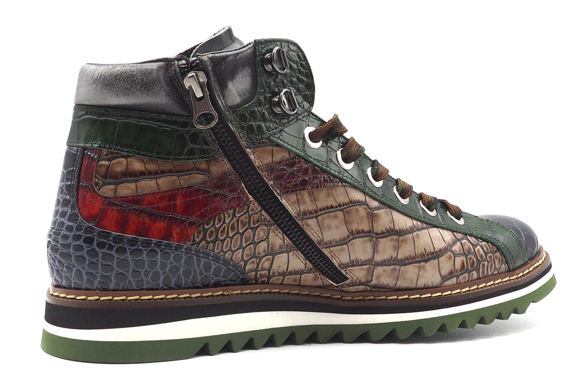 Lässiger Herren Hightop-Sneaker aus geprägtem Leder in Multicolor