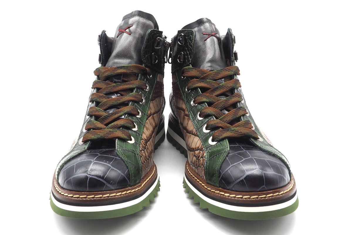 Lässiger Herren Hightop-Sneaker aus geprägtem Leder in Multicolor