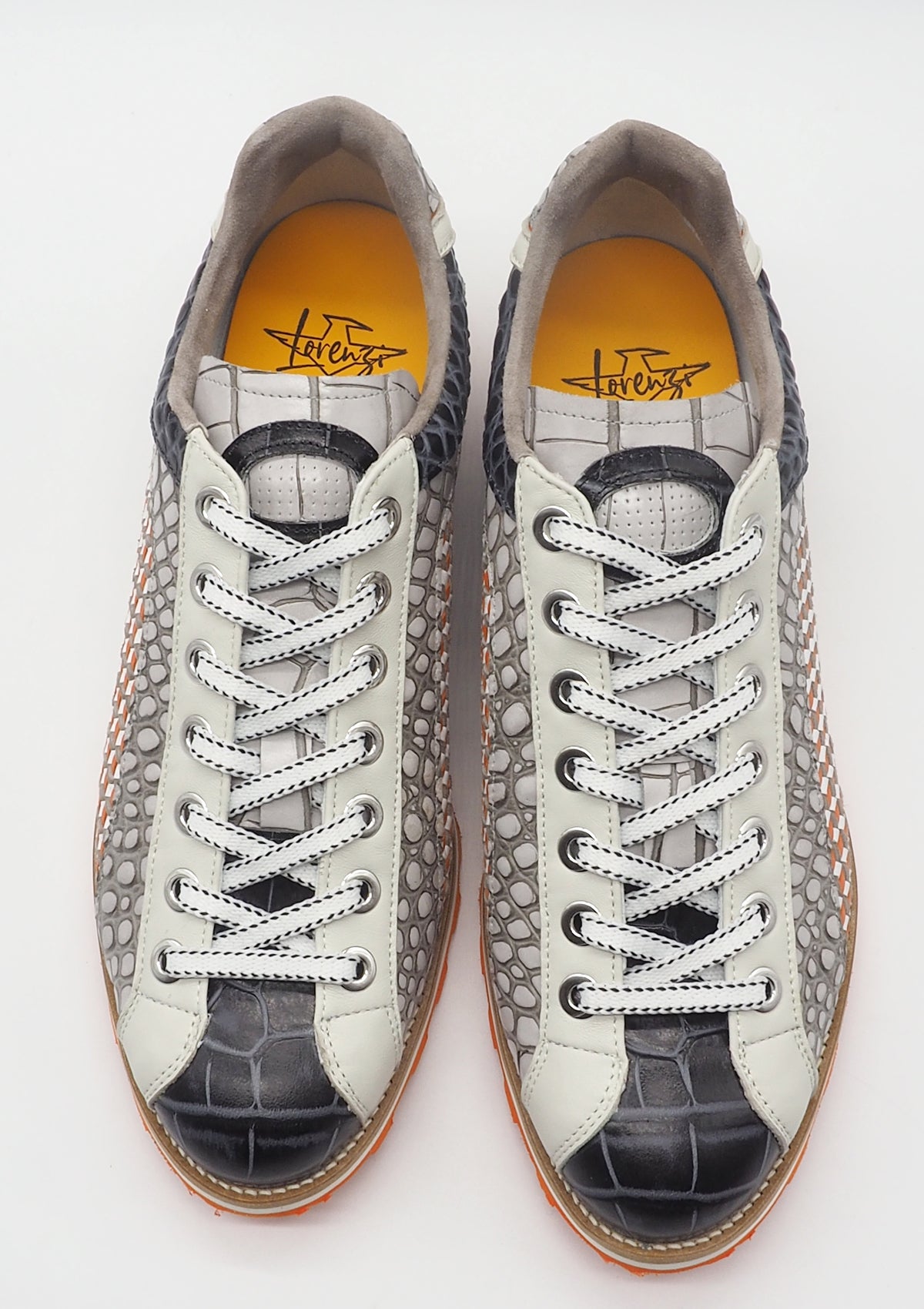 Herren Sneaker aus mehrfarbigem Leder & Hand geflochtenem Einsatz