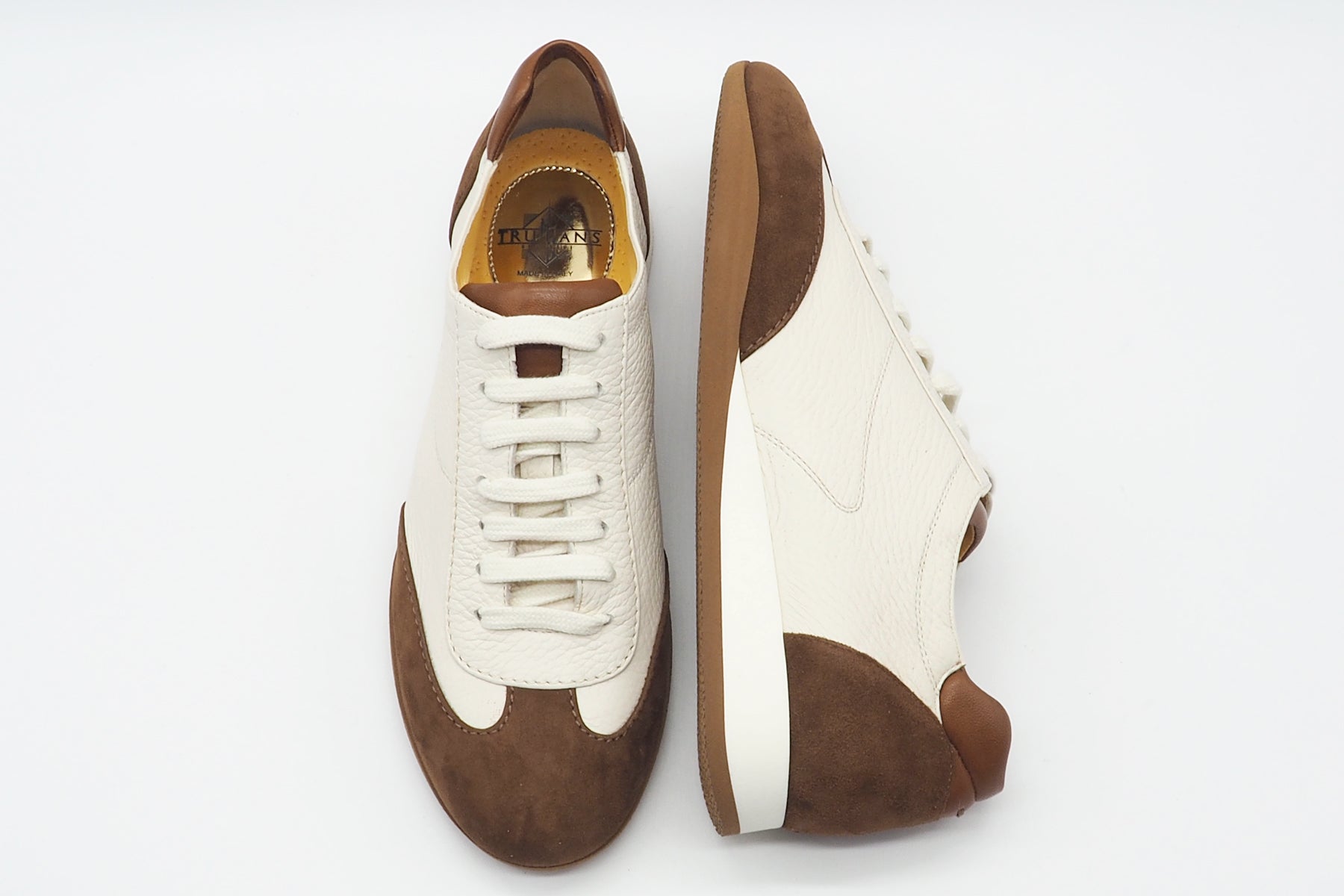 Softer Damen Sneaker aus Velours & Hirschleder in Creme & Braun