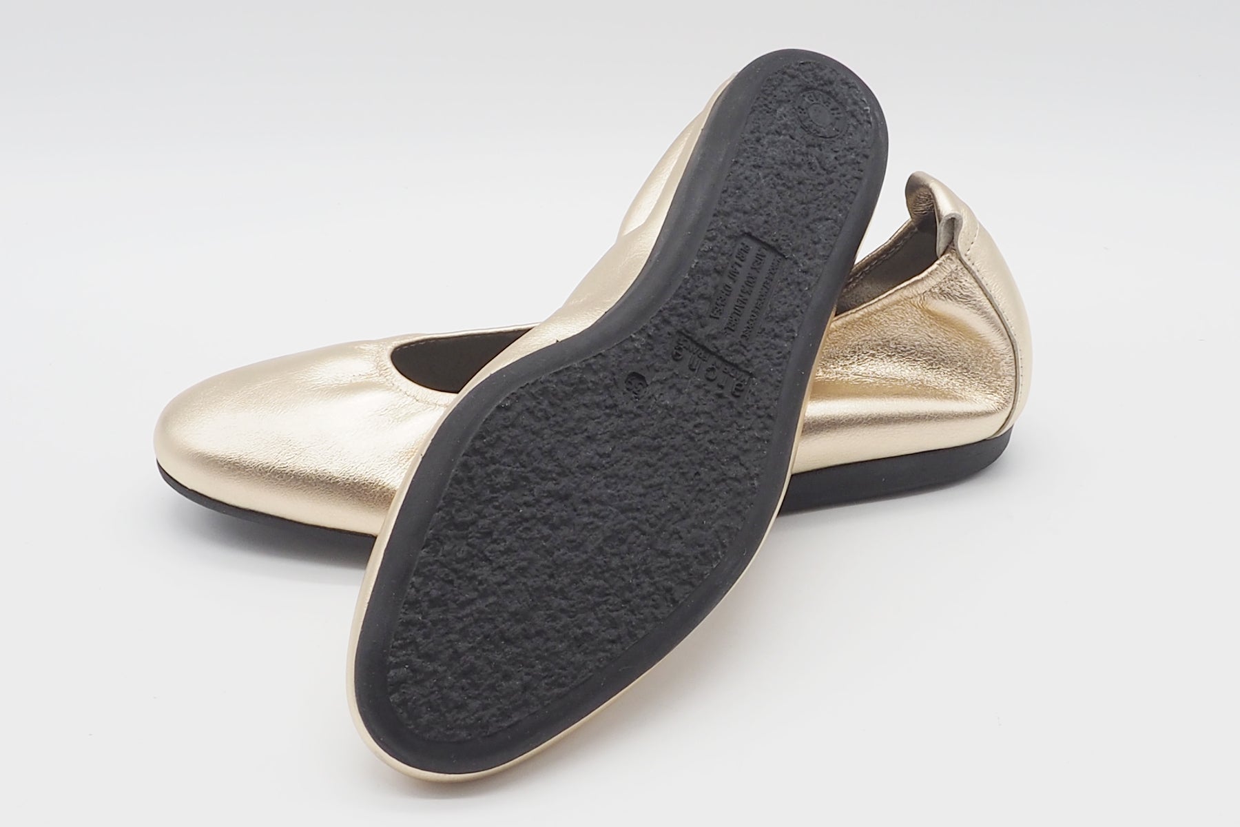 Damen Ballerina aus Metallicleder in Gold auf Naturkautschuksohle - Laius