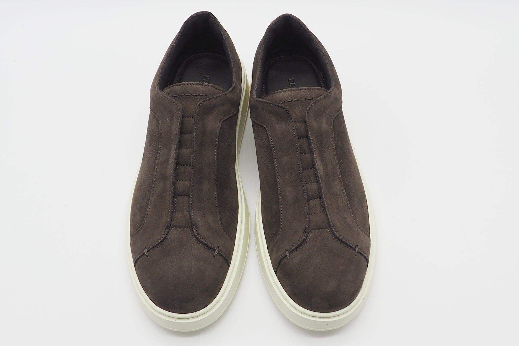 Edler Herren Slipper aus Nubukleder in Dunkelbraun - im Sneakerstil mit weicher Sohle