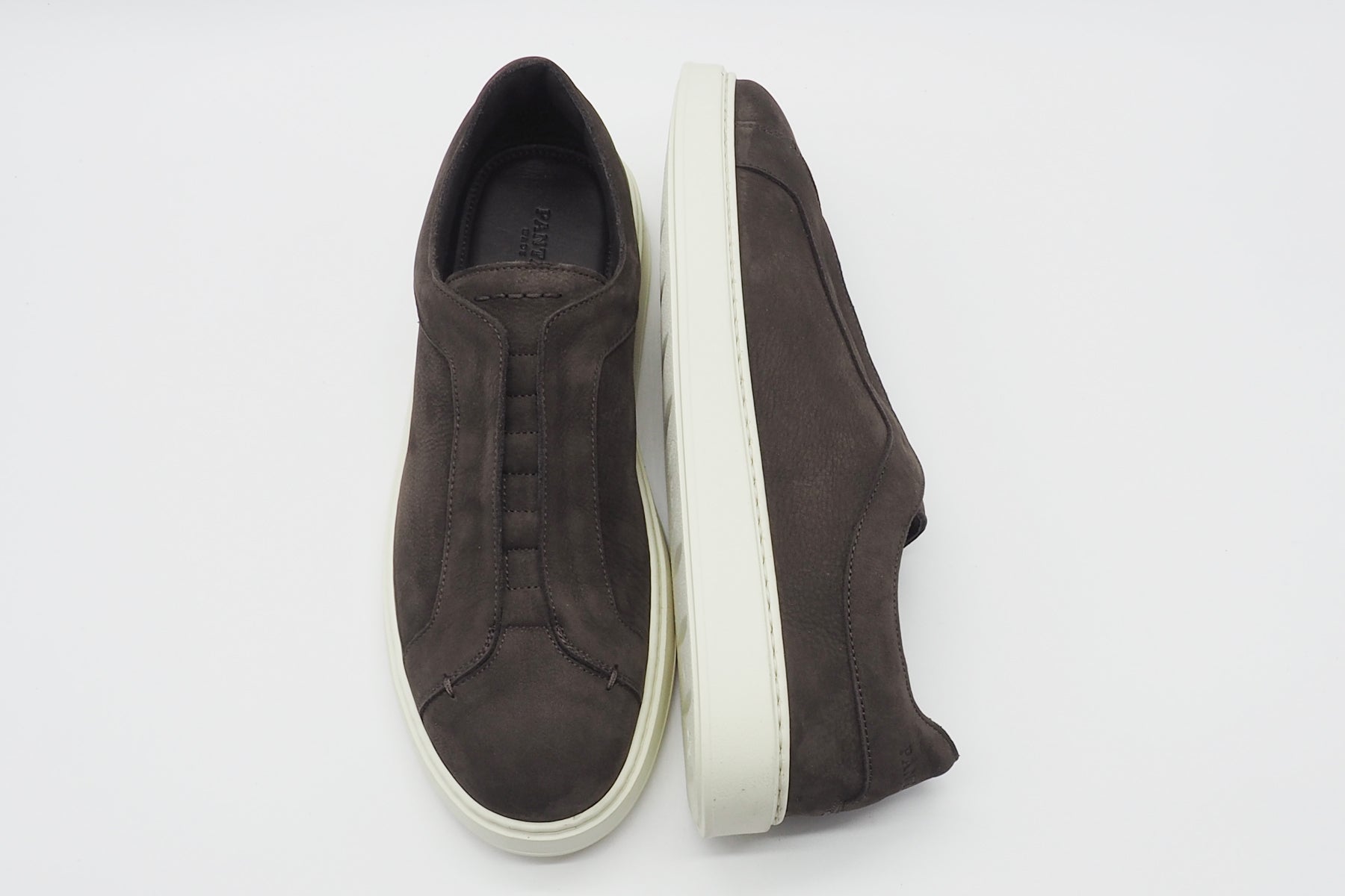 Edler Herren Slipper aus Nubukleder in Dunkelbraun - im Sneakerstil mit weicher Sohle