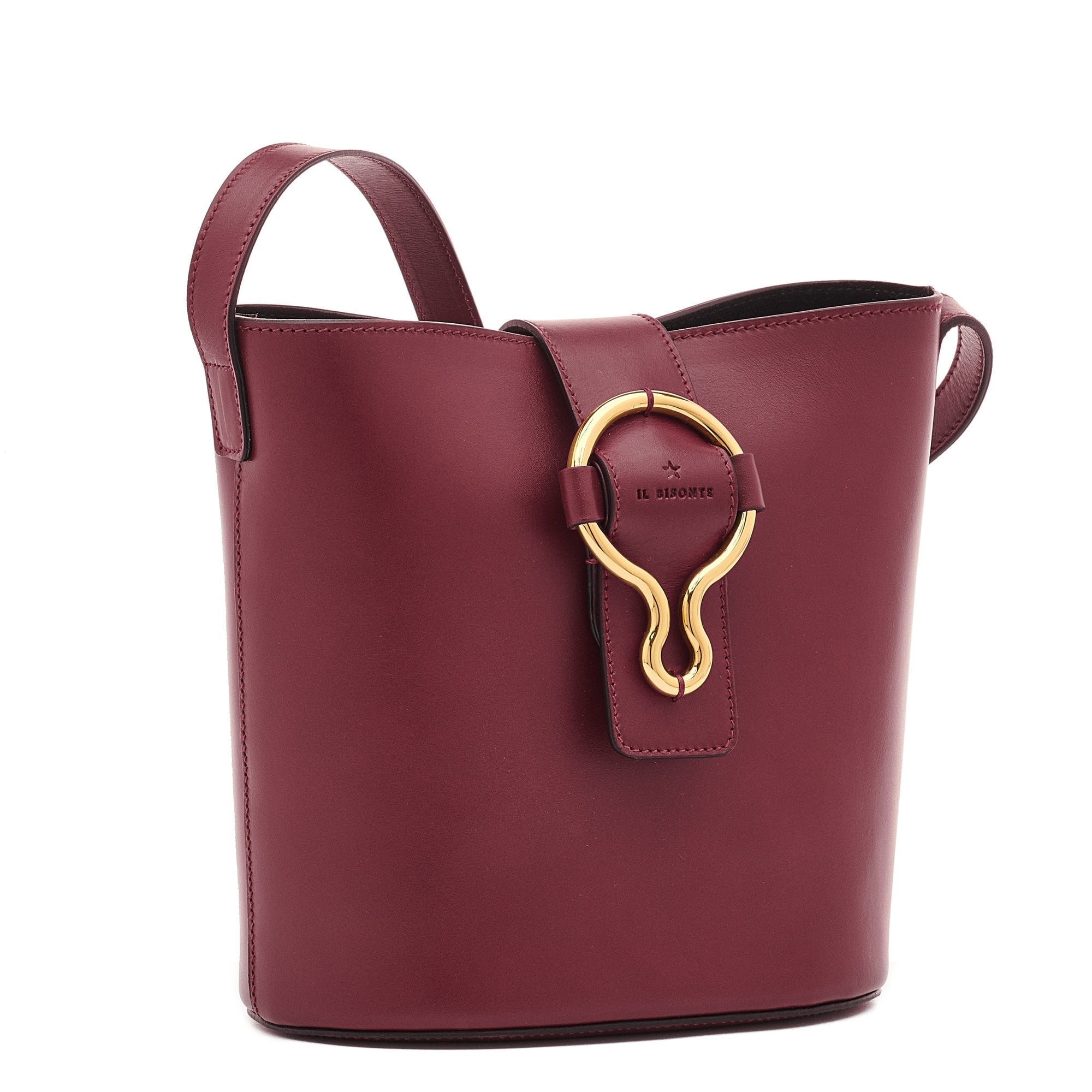 Bucketbag mit goldener Schnalle in Bordeaux - Olimpia Taschen Beuteltasche Il Bisonte 