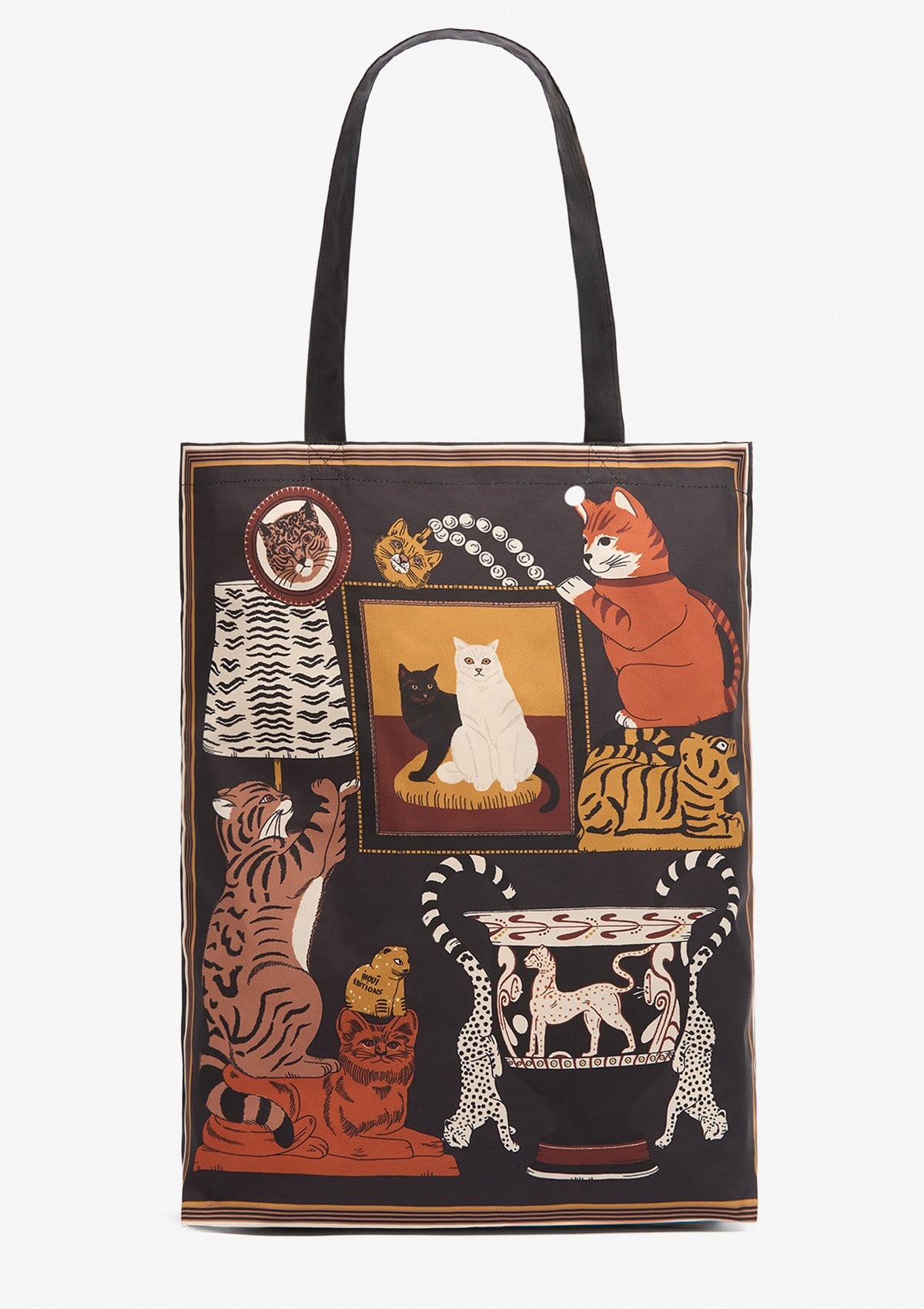 Charmanter Shopper aus Nylon mit vielfältigem Katzenmotiv in Braun – Collectionneur Damen Accessoires Tücher & Schals Inoui E. 