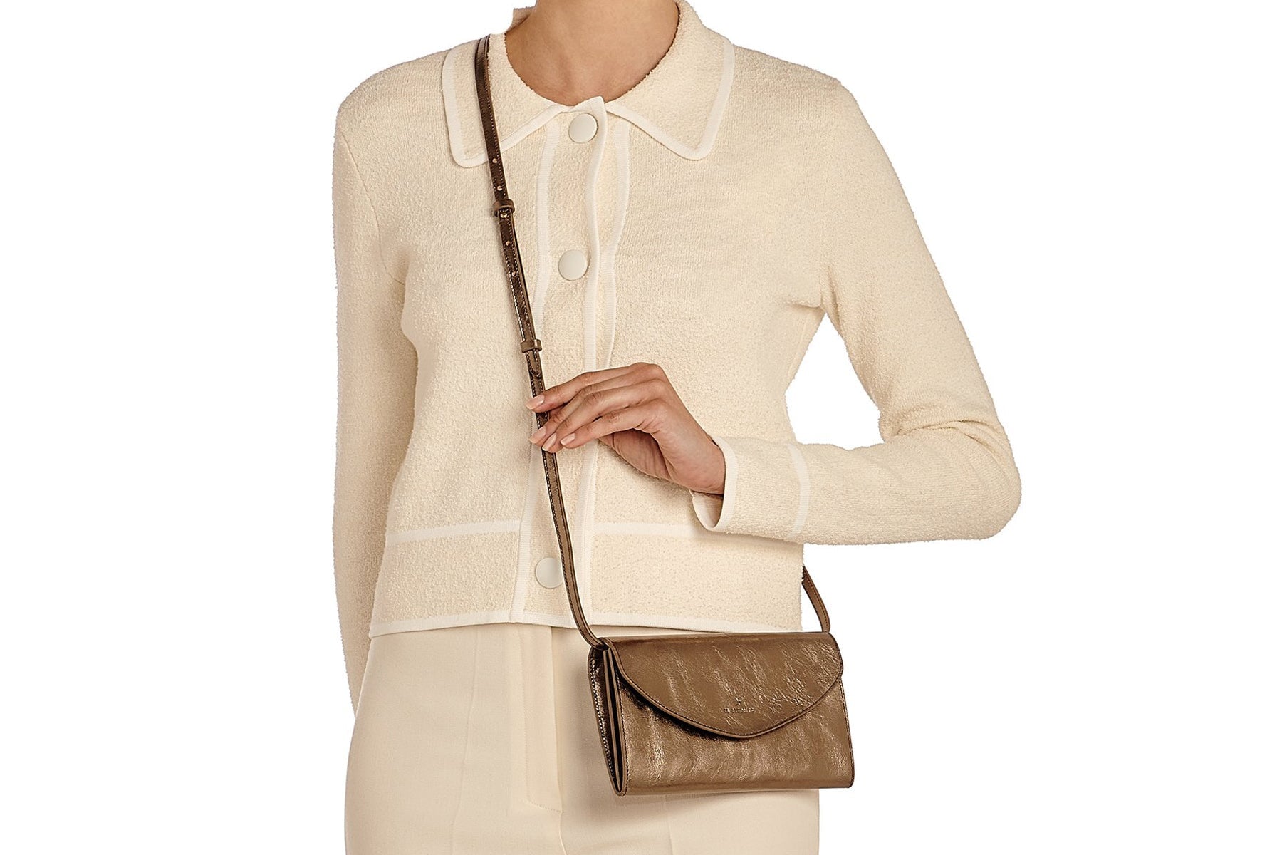 Clutch zum Umhängen aus Metallicleder in Bronze Taschen Clutches Il Bisonte 