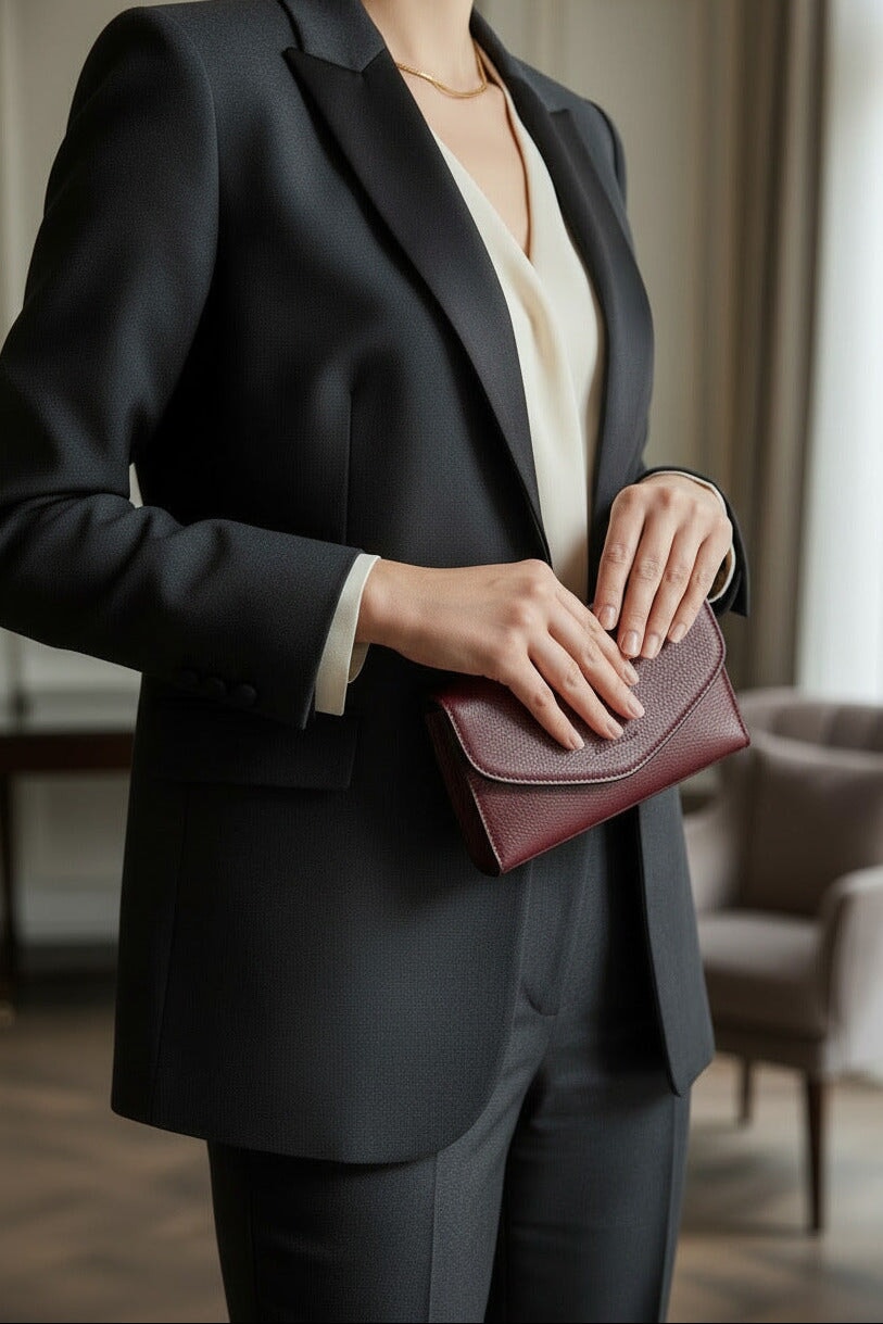 Clutch zum Umhängen aus Naturleder in Bordeaux mit Innenfächern Taschen Clutches Il Bisonte 