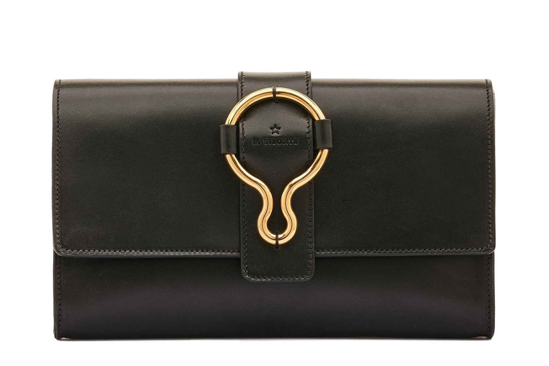 Clutchbag mit goldener Schnalle in Schwarz - Olimpia Taschen Clutches Il Bisonte 