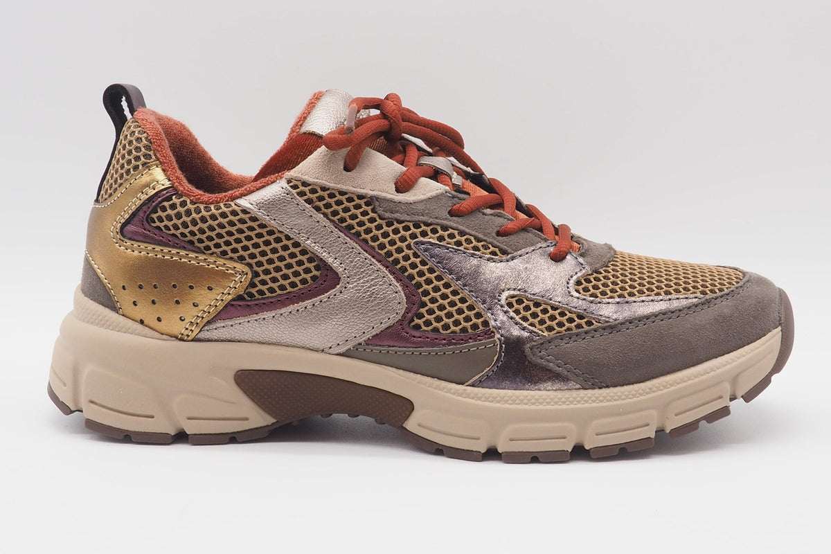 Cooler Damen Sneaker aus Veloursleder & Mesh in Braun, Bronze & Rost Damen Sneaker Gabor 