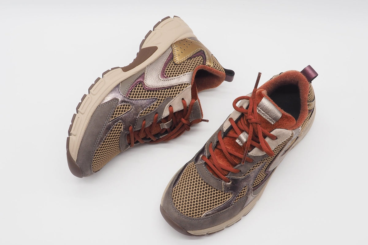 Cooler Damen Sneaker aus Veloursleder & Mesh in Braun, Bronze & Rost Damen Sneaker Gabor 