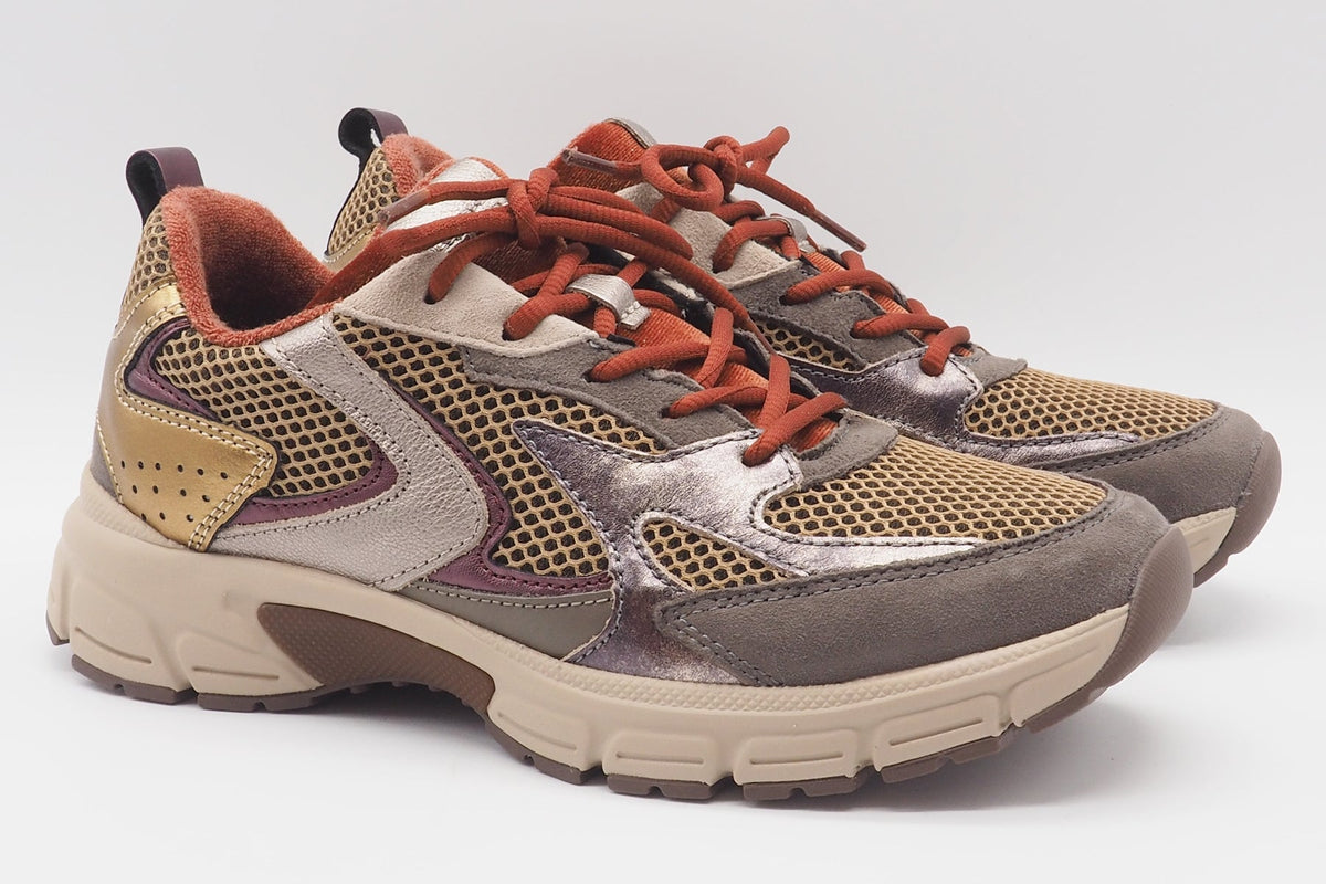 Cooler Damen Sneaker aus Veloursleder & Mesh in Braun, Bronze & Rost Damen Sneaker Gabor 
