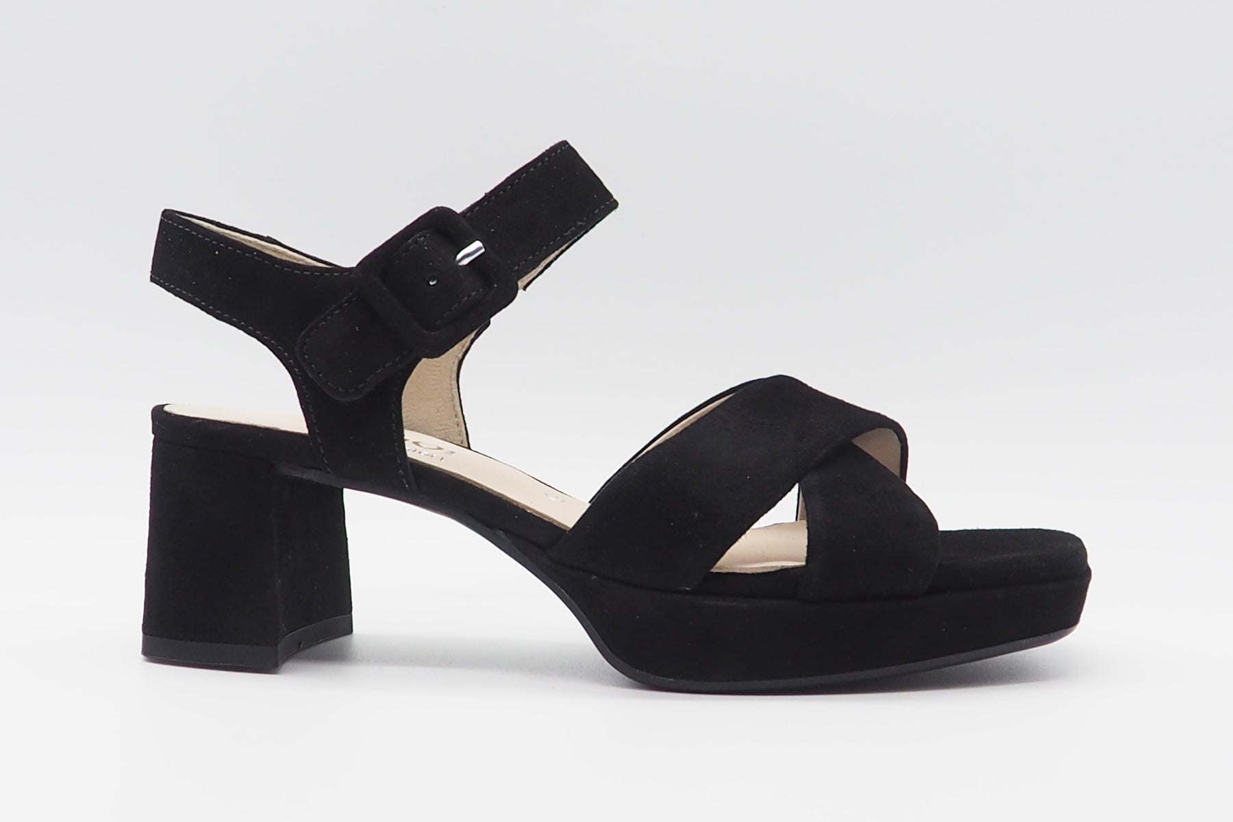 Damen Absatz-Sandale aus Veloursleder in Schwarz - Absatz 6cm Damen Sandalen Gabor 