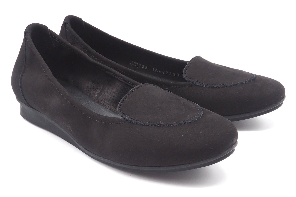 Damen Ballerina aus Nubukleder in Schwarz - Absatz 2cm - Nirano Damen Ballerinas Arche 