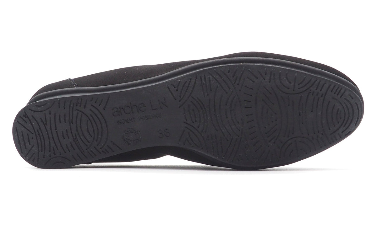 Damen Ballerina aus Nubukleder in Schwarz - Absatz 2cm - Nirano Damen Ballerinas Arche 
