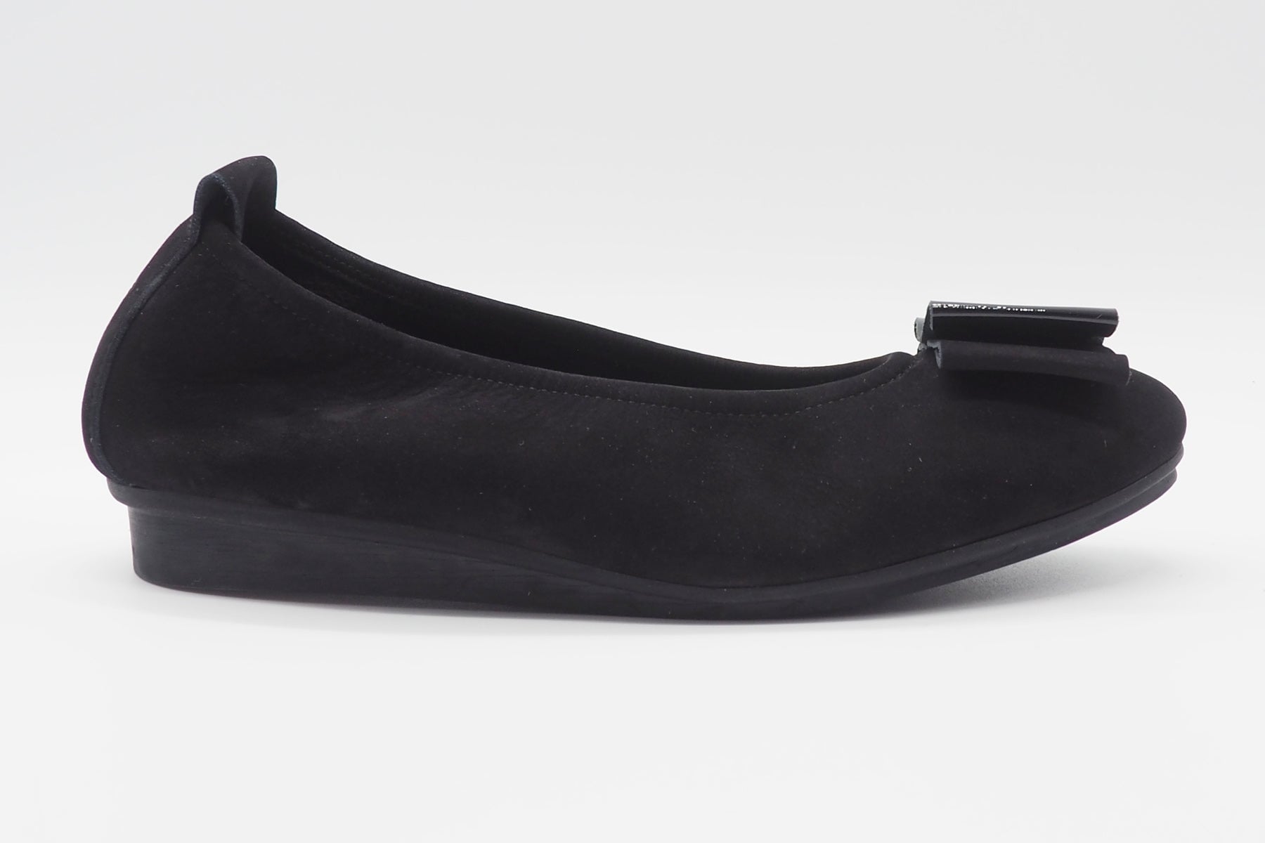 Damen Ballerina aus Nubukleder in Schwarz mit Schleife - Nimini Damen Ballerinas Arche 