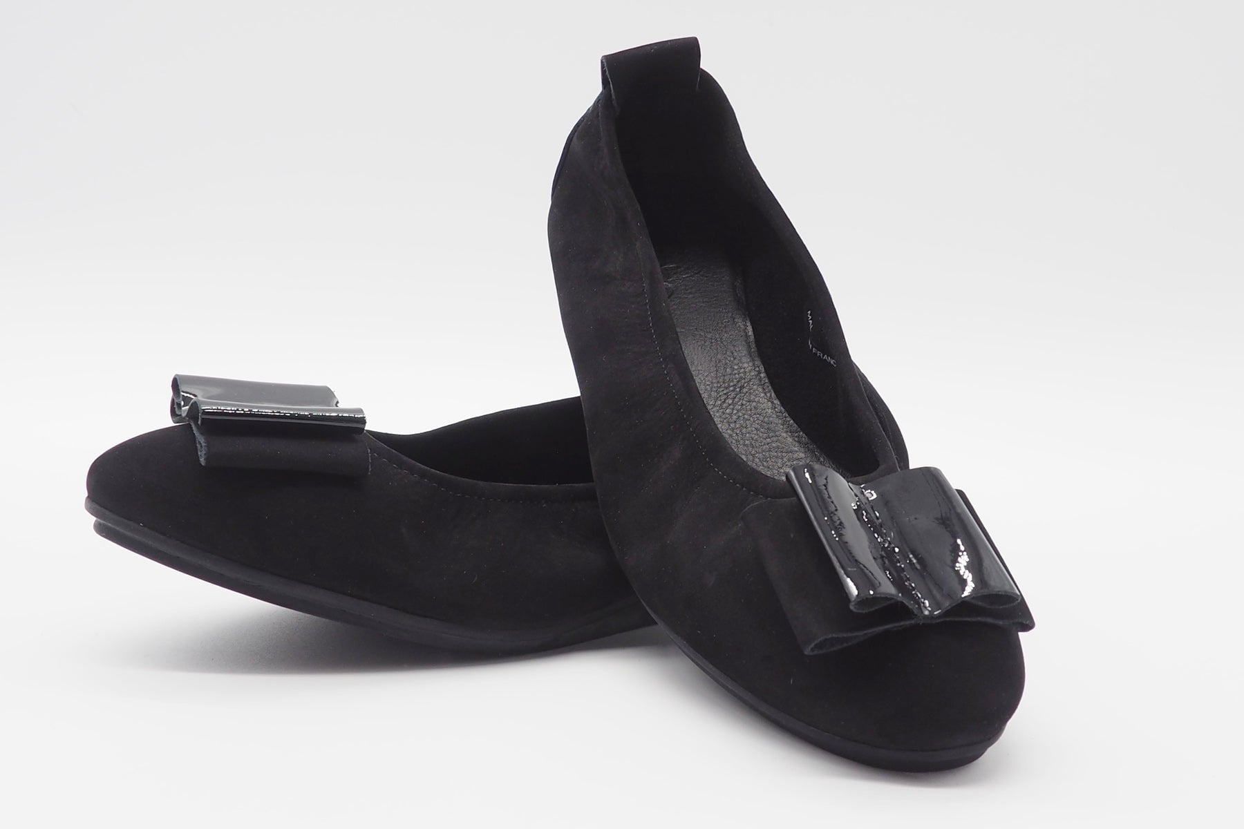 Damen Ballerina aus Nubukleder in Schwarz mit Schleife - Nimini Damen Ballerinas Arche 