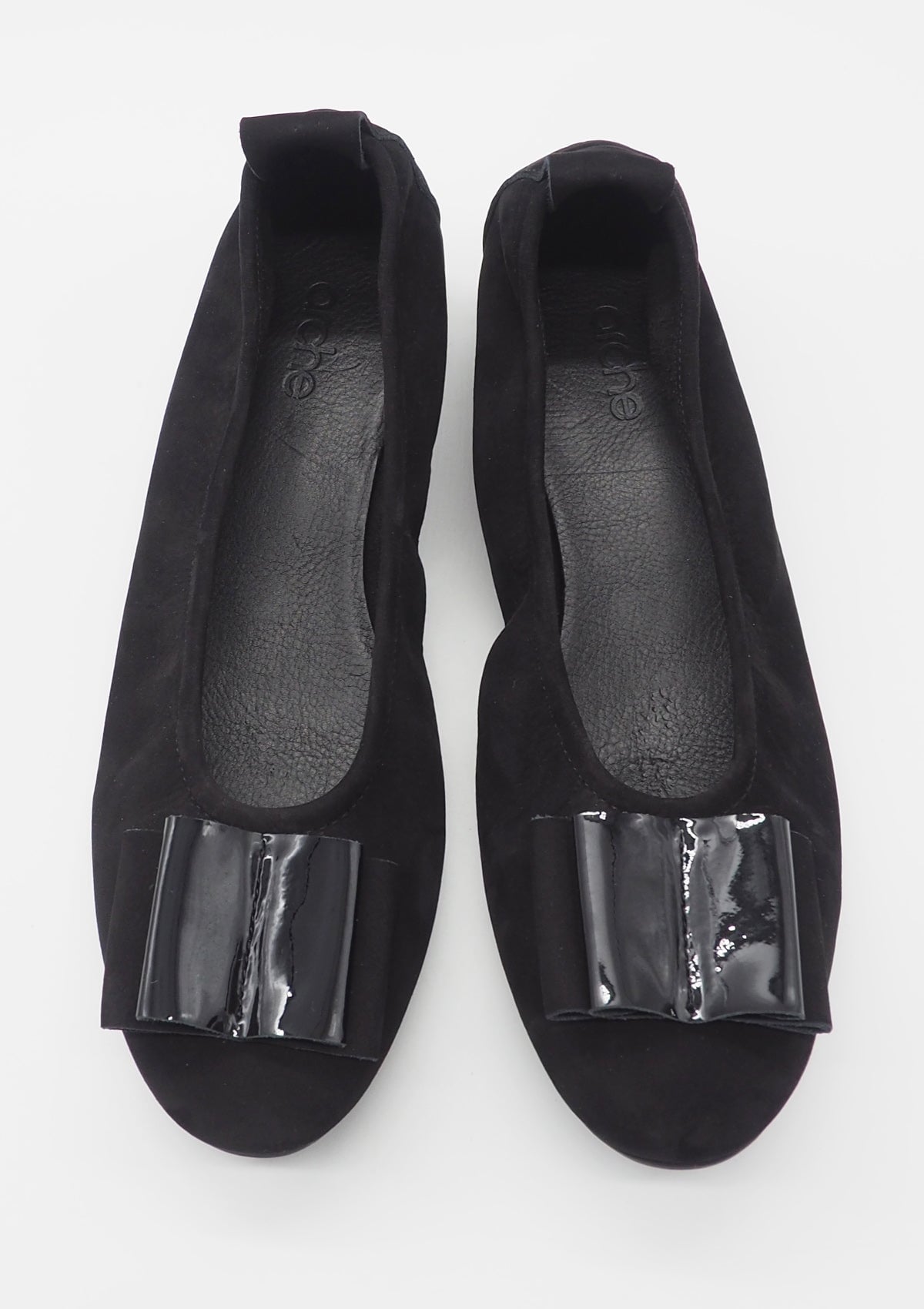 Damen Ballerina aus Nubukleder in Schwarz mit Schleife - Nimini Damen Ballerinas Arche 